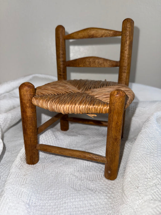 Vintage Wooden Woven Mini Chair