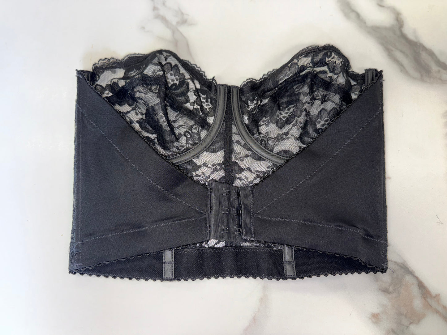 Vogue Bra Black Lace Sheer Vintage Strapless Corset