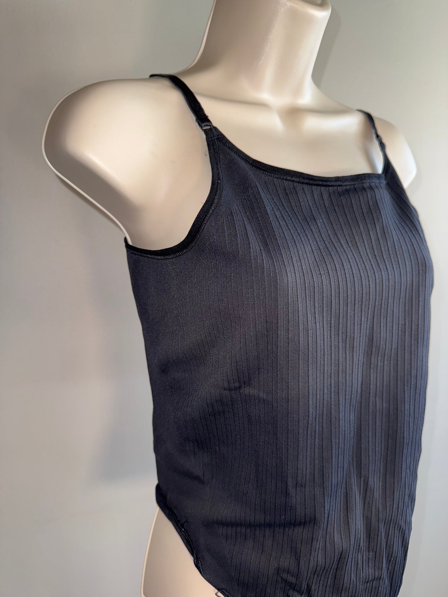 lululemon Black Ribbed Thong Bodysuit with Open Back