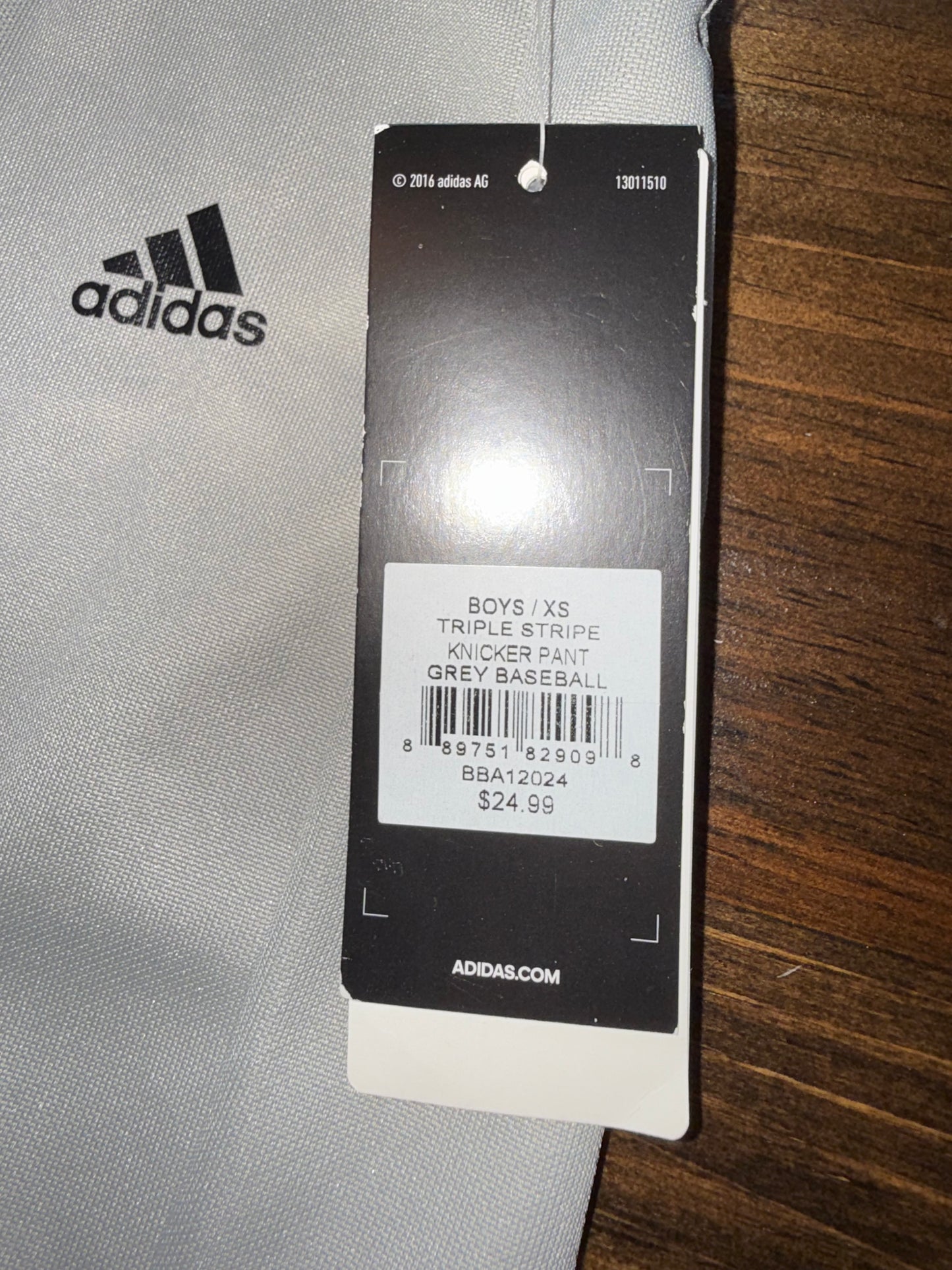 NWT Adidas (Kids XS) Brand New Light Grey Knicker Baseball Pants