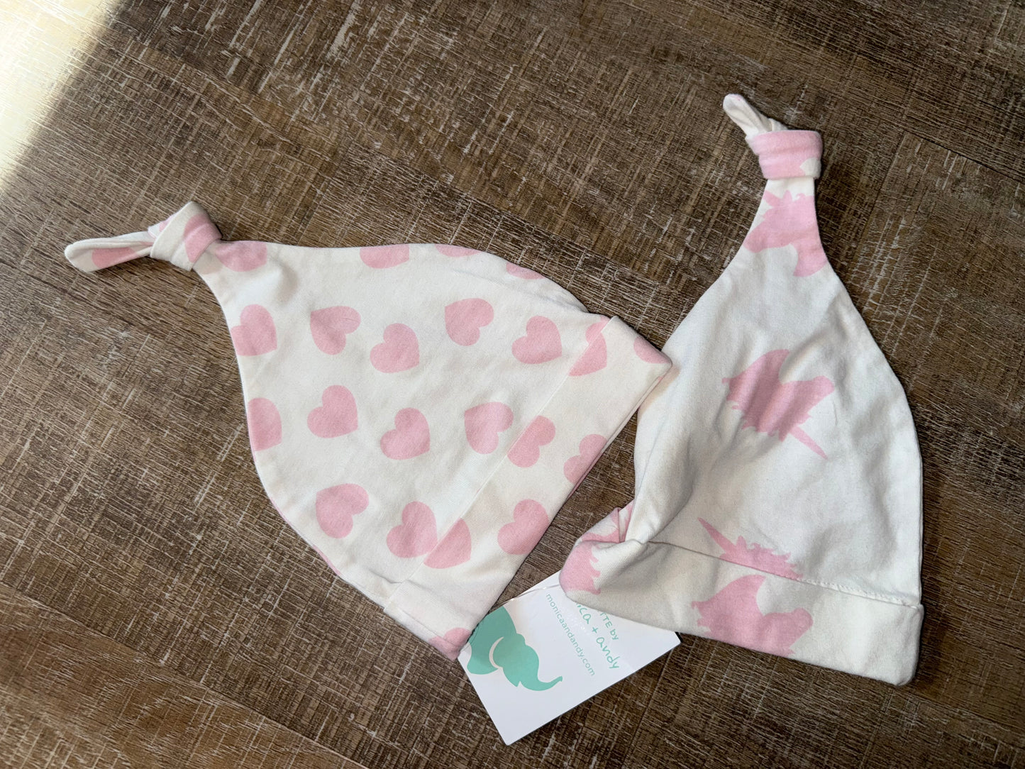 Layette by Monica + Andy (OS) Brand New Unicorn and Heart Pattern Baby Hats