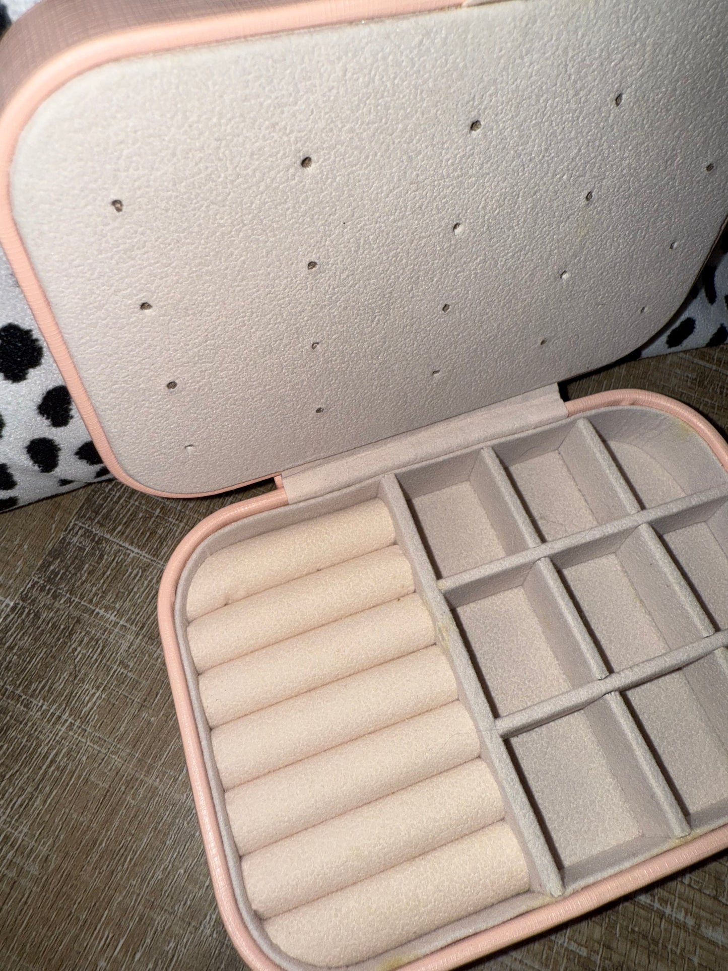 Pink Faux Leather Travel Jewelry Box