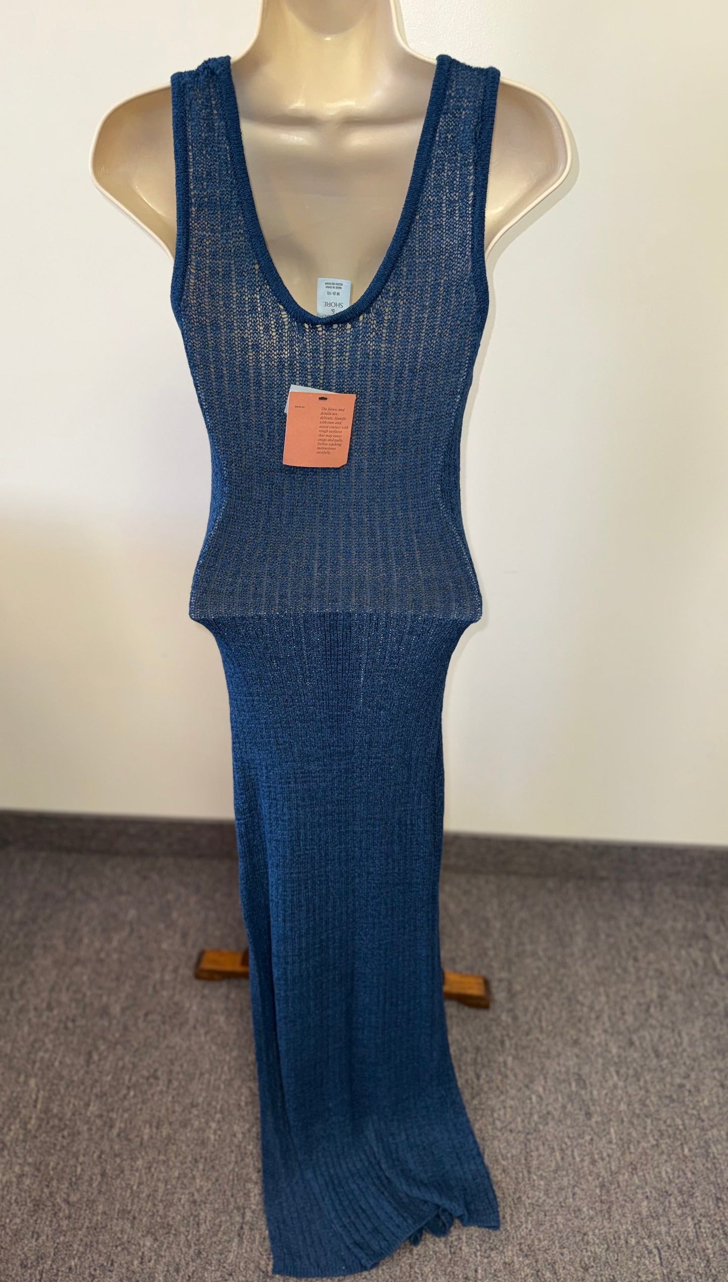 NWT Shade & Shore (Medium) Brand New Blue Knit Coverup Swim Dress