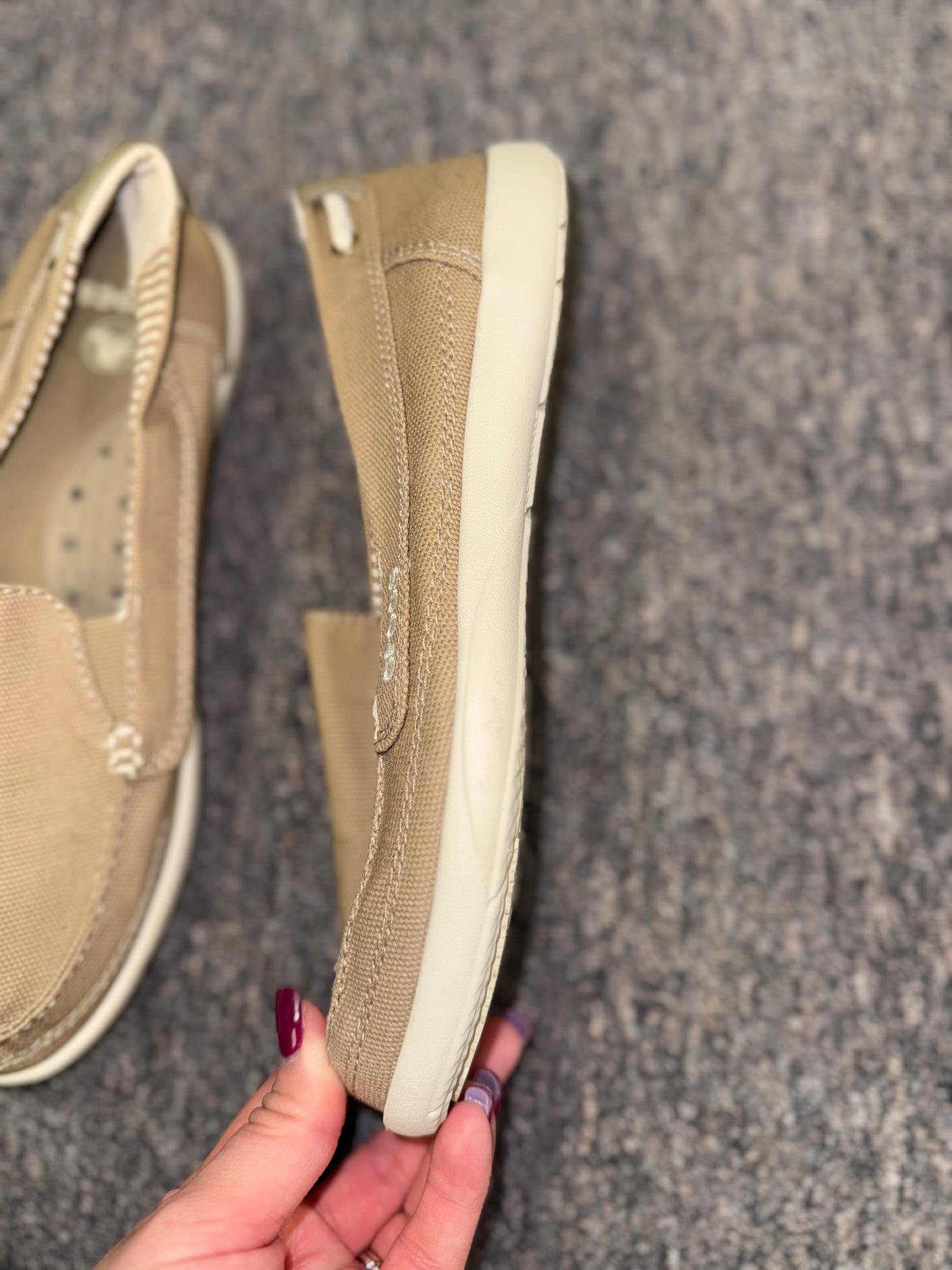 Crocs (Women's 7) Neutral Walu Khaki Canvas Boat Shoes