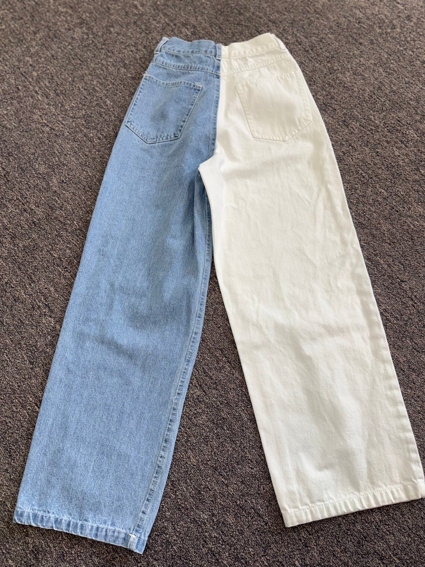 SHEKOU (Small) Blue and White Two Toned Denim Jeans