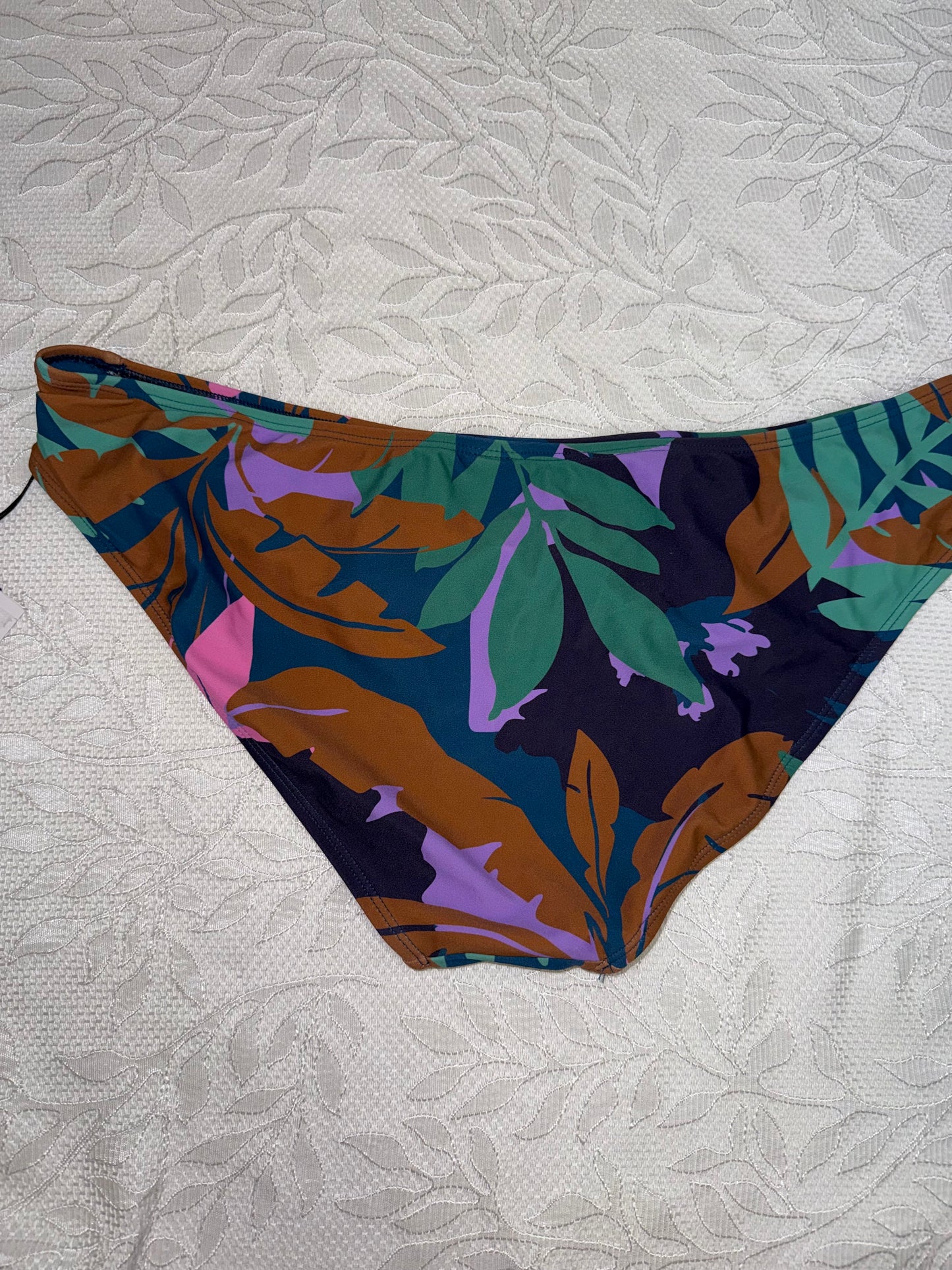 NWT Shade & Shore (XL) Brand New Teal Floral Low Rise Swim Bikini Bottoms