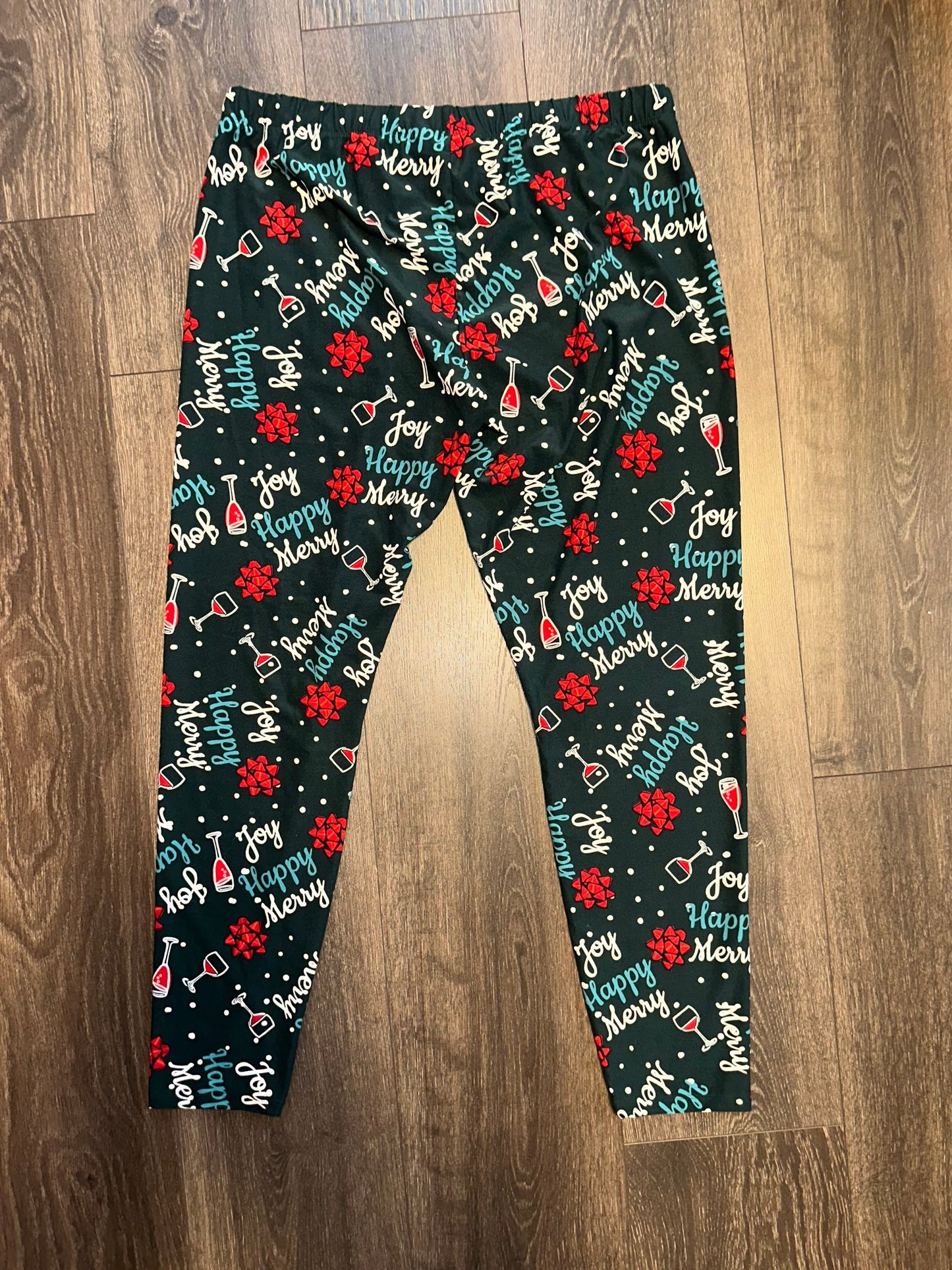 Apt. 9 (Large) Green Christmas Wine Pattern Pj Legging Bottoms