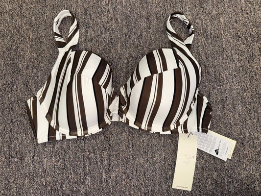 NWT Calia (38DD) Brand New Brown and White Striped Bikini Bathing Suit Top