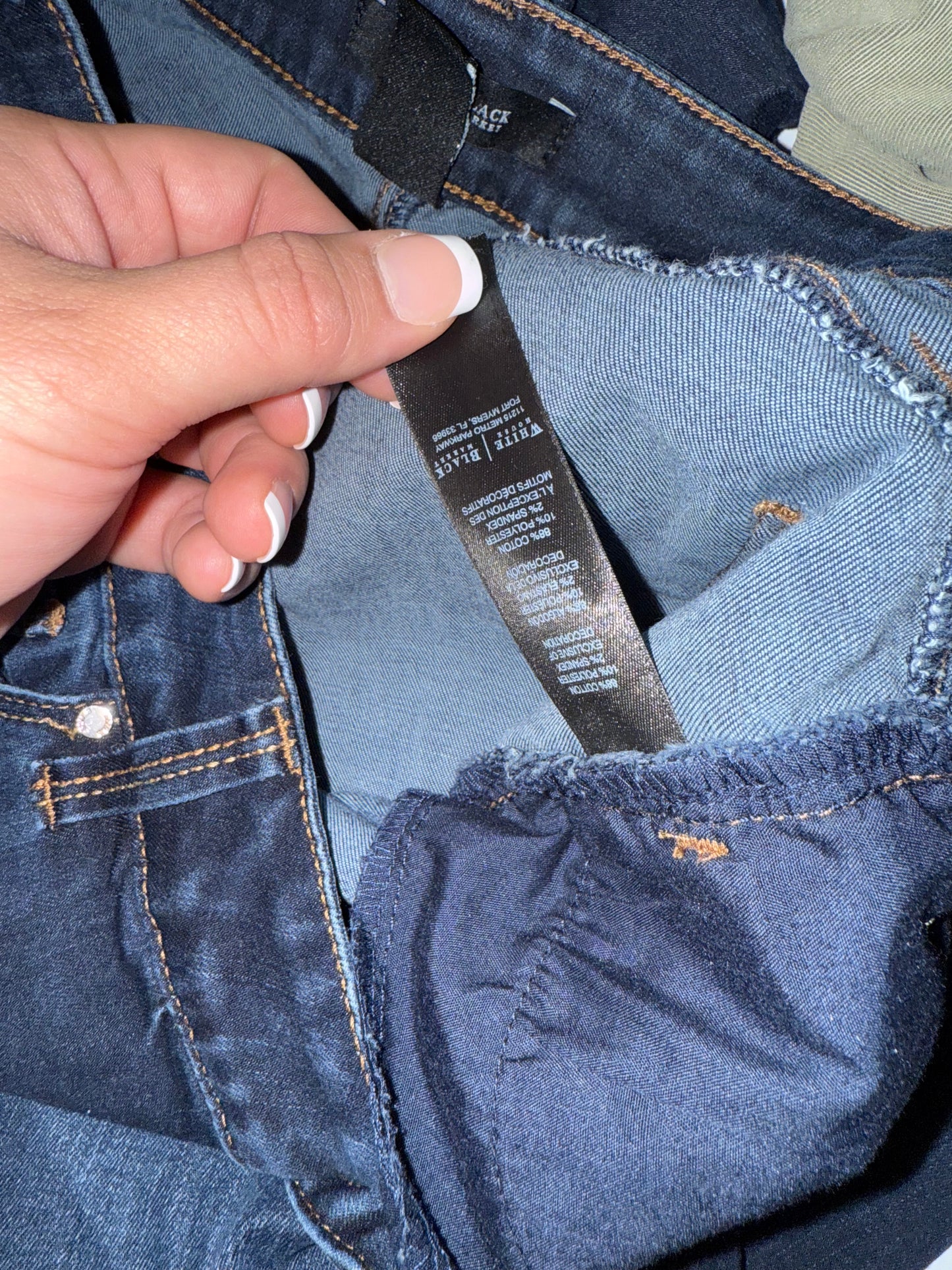 White House Black Market (2) Dark Wash Distressed Skinny Jeans