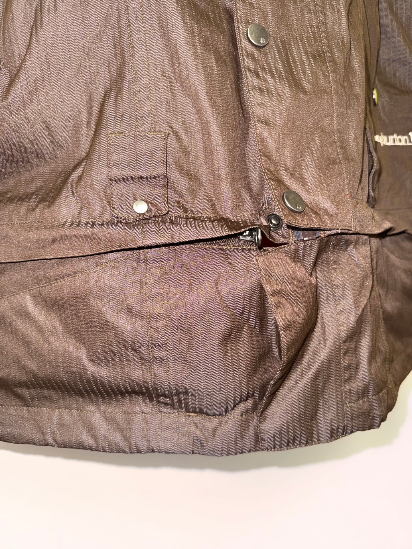 Burton Racing (Medium) Brown Button Up Coat with Zipped Bottom Half
