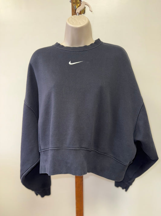 Nike (XS) NYC Black Oversized Cropped Crewneck