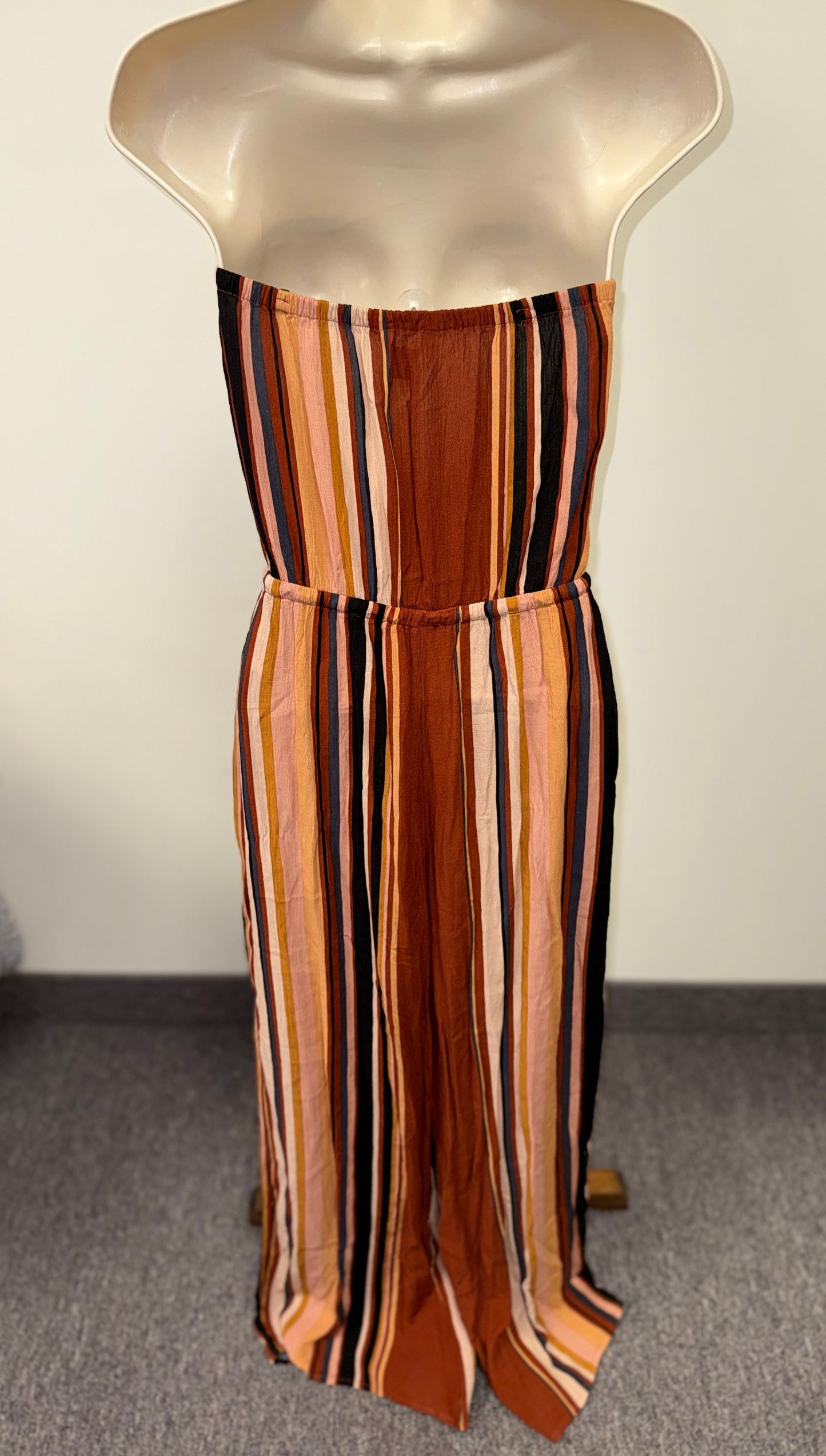 NWT American Eagle (Small) Brand New Neutral Striped Strapless Jumpsuit