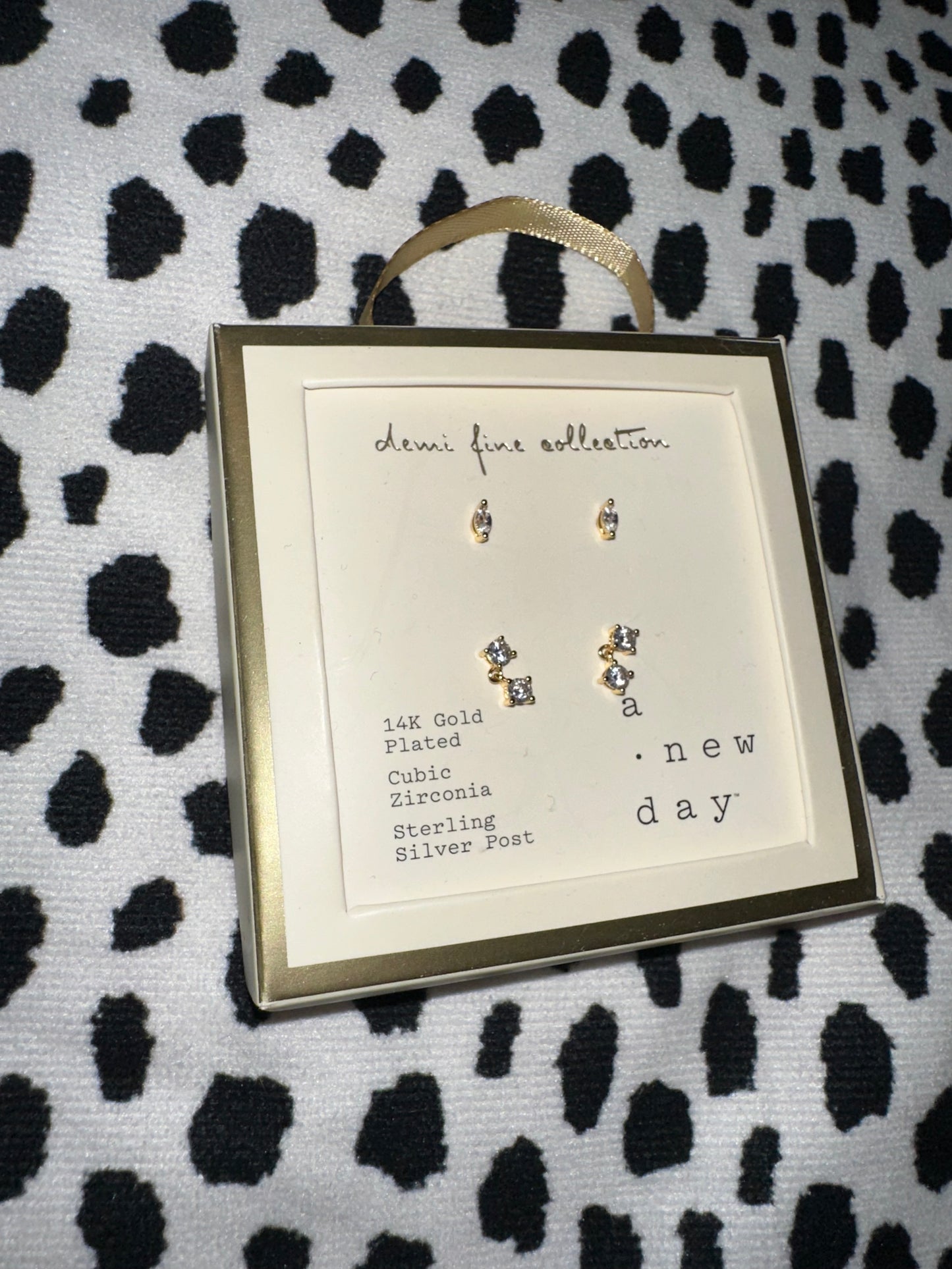 NWT a new day Brand New 14K Gold Demi Line Collection Earring Pack