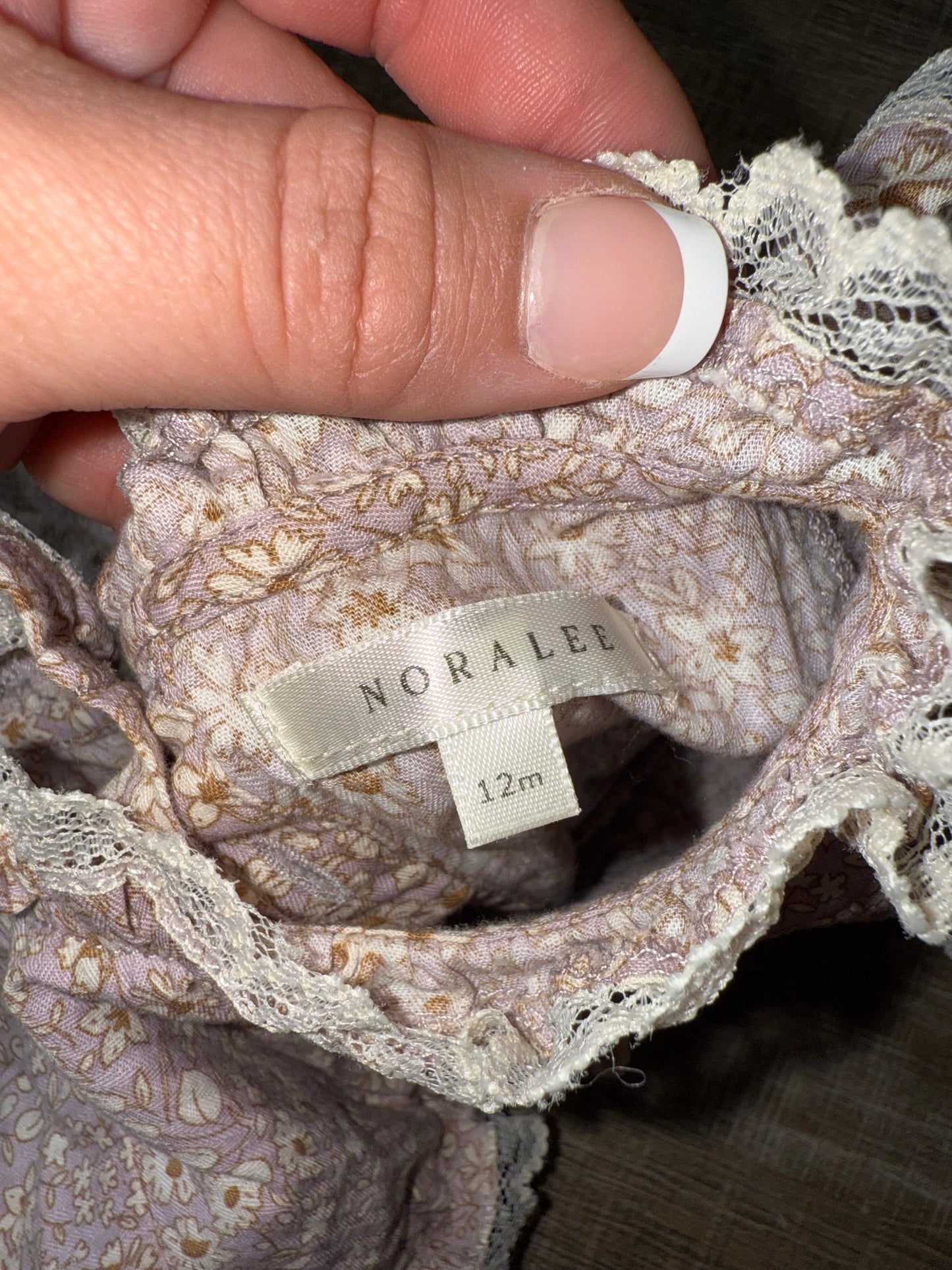 Noralee (12 Months) Blush Floral Lace Onesie