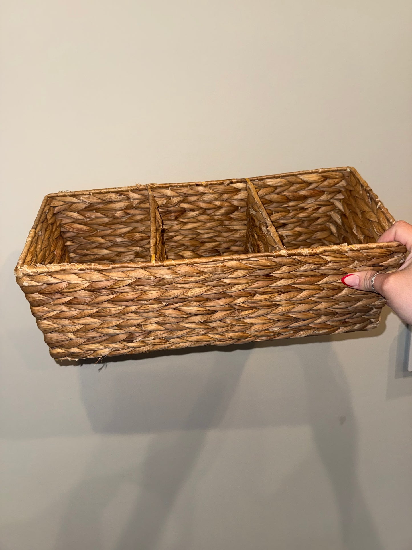 3 Compartment Wicker Storage Basket