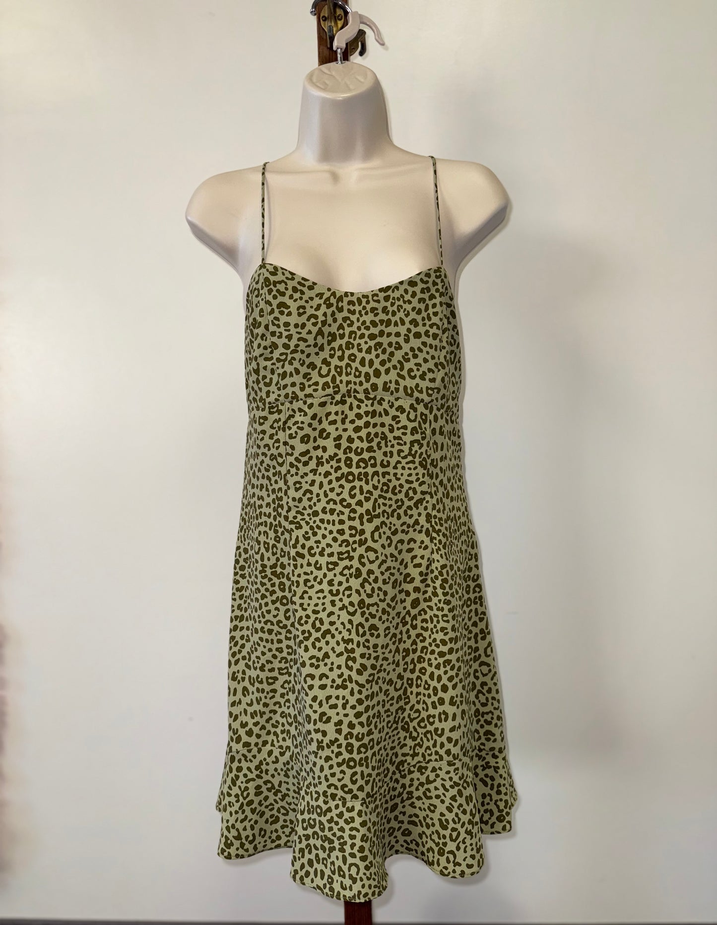 Zara (Small) Green Cheetah Print Midi Dress