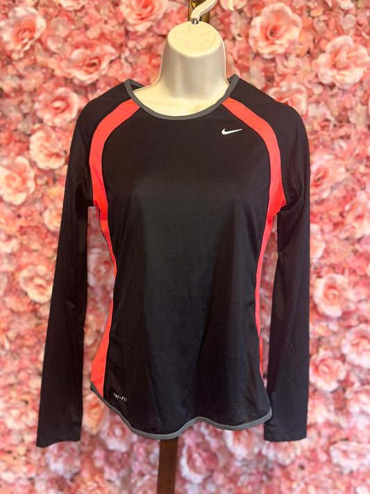 Nike (Small) Black Lightweight Dri Fit Long Sleeve with Pink Mesh Material