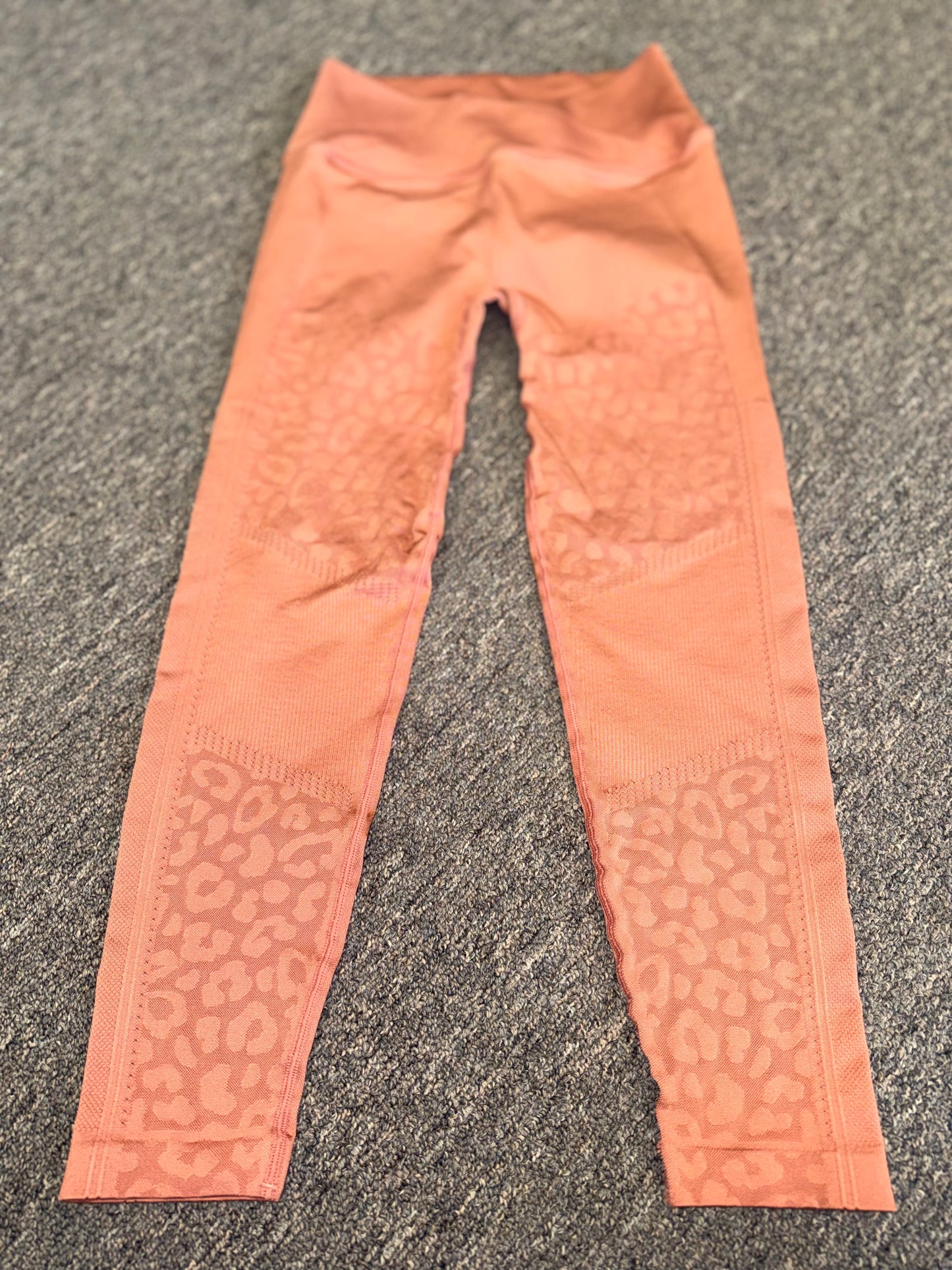 Victoria's Secret (Small) Orange Cropped Seamless Leggings with Cheetah Print