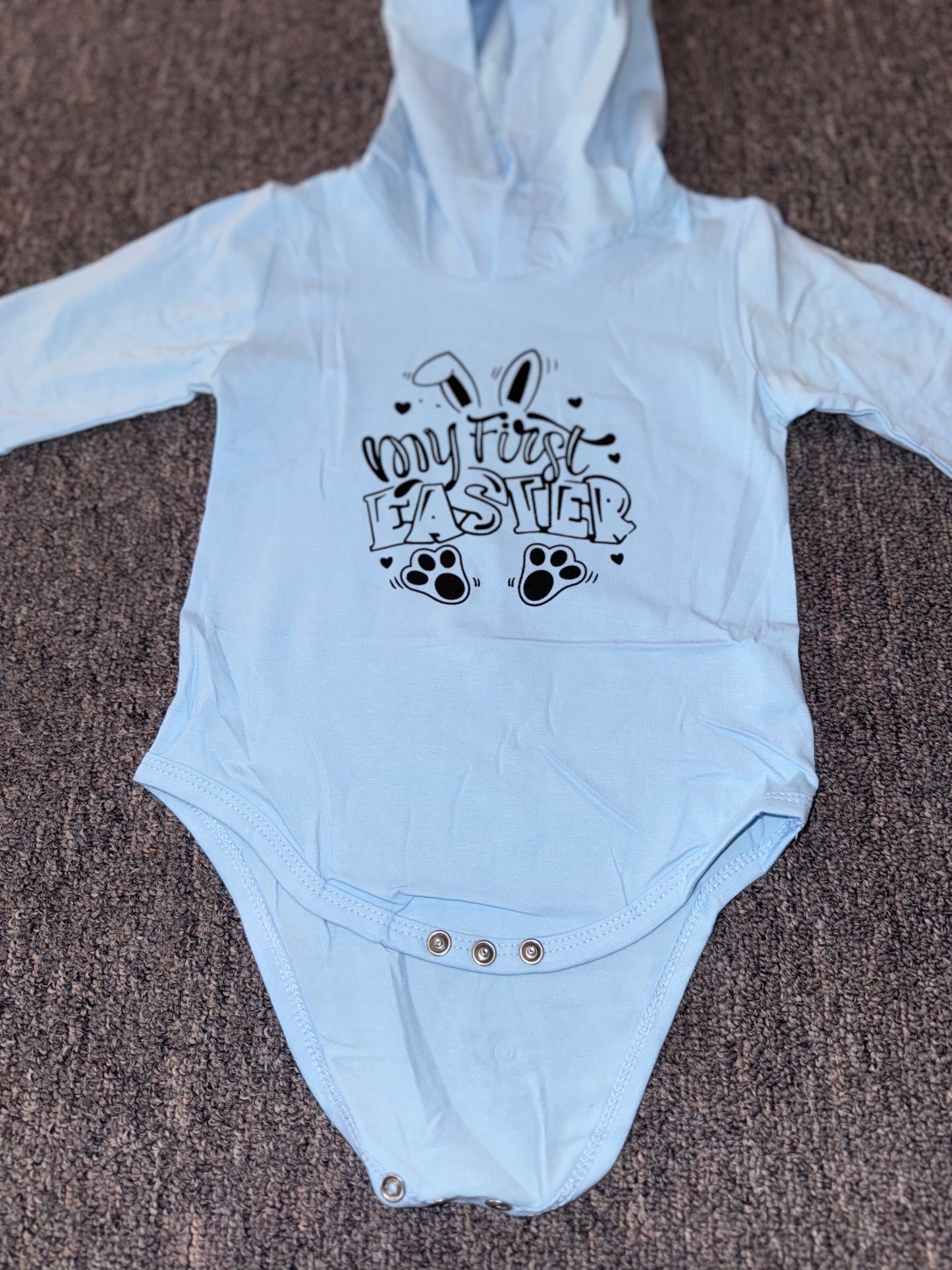(3-6 OR 9-12 Months) Brand New 'My First Easter' Bunny Ear Onesie & Carrot Pants