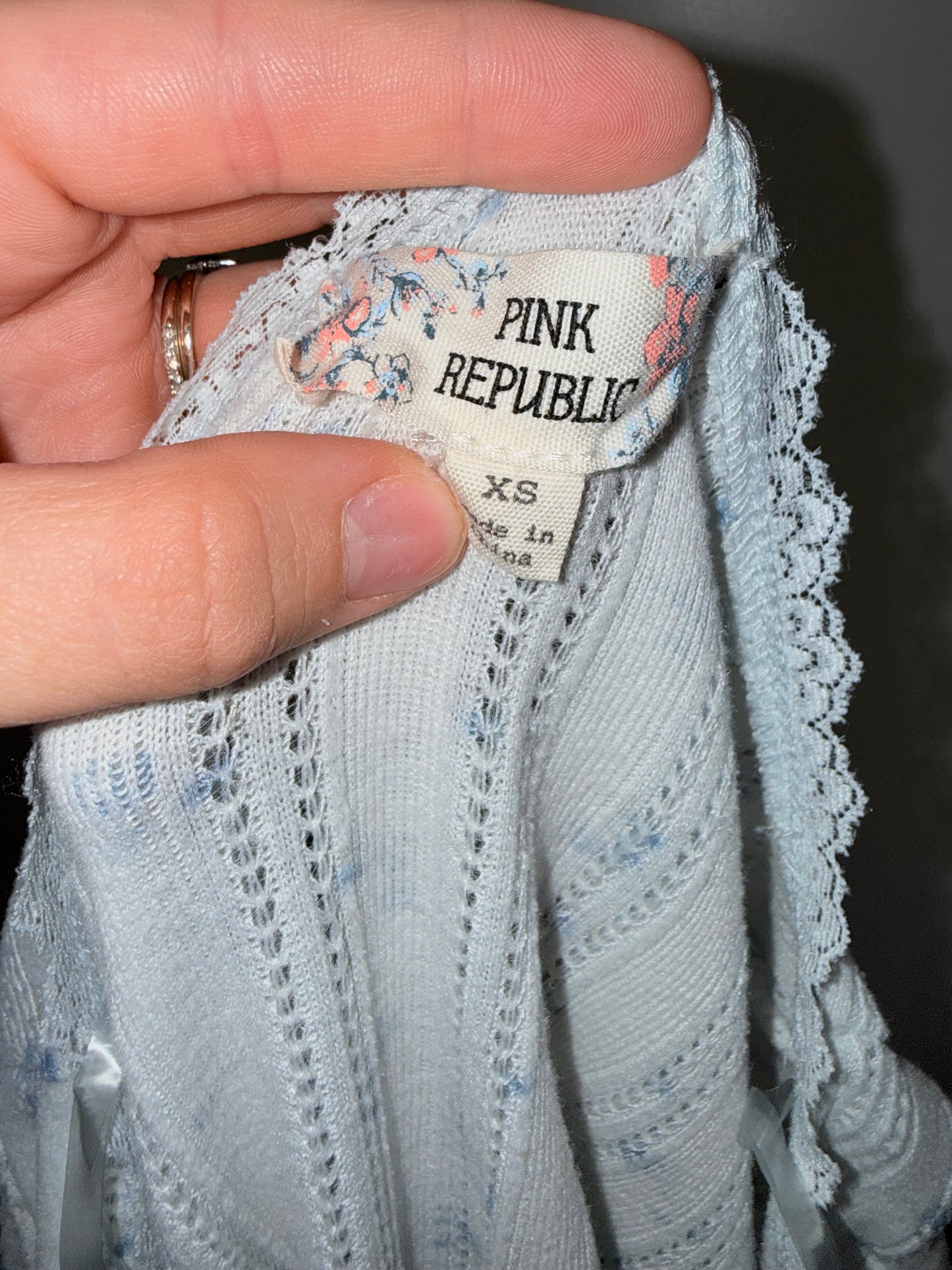 Pink Republic (XS) Blue Floral PJ Pants & Top Sleepwear Set