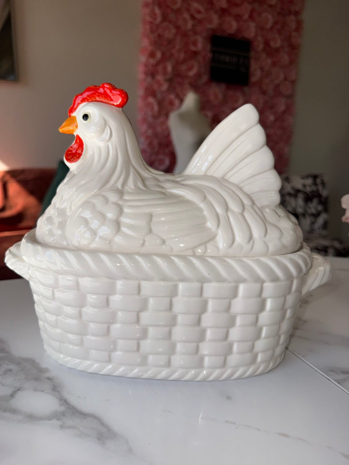 Vintage Nesting Hen Soup Dish with Lid and Ladle