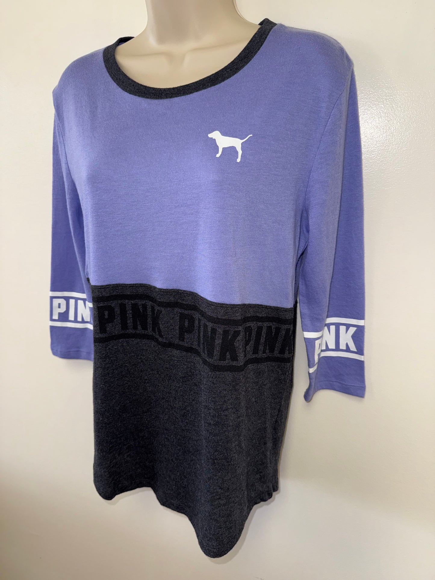 NWT PINK Victoria's Secret (XS) Brand New Grey//Purple 3/4 Sleeve Top