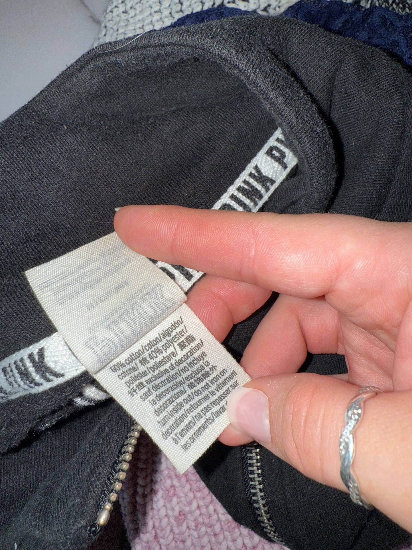 PINK Victoria's Secret (Medium) Black and White 3/4 Zip Up with Patched Logo