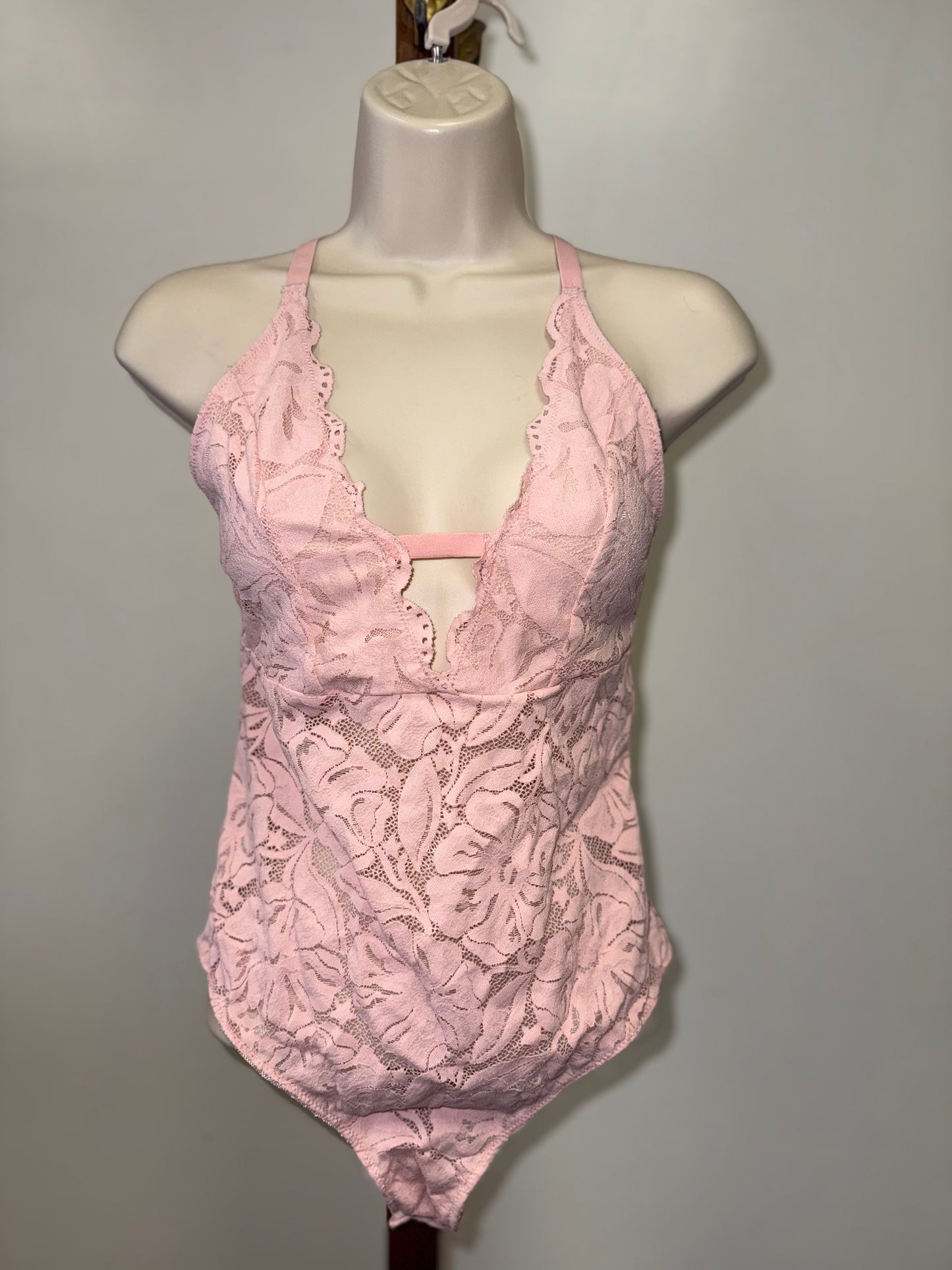 aerie (Medium) Pink Lace Bodysuit Lingerie