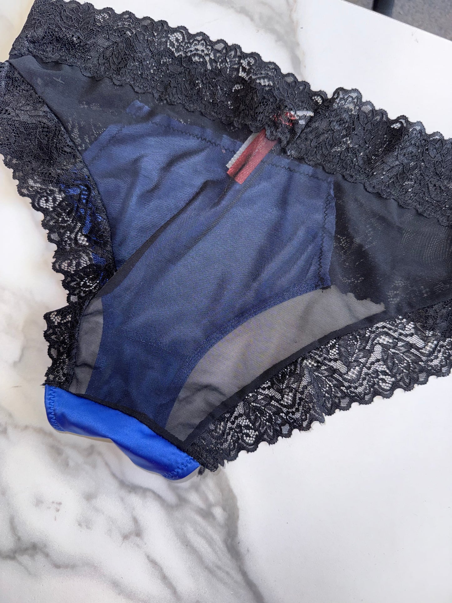 NWT Splendies (XL) Brand New Blue Undies with Black Lace