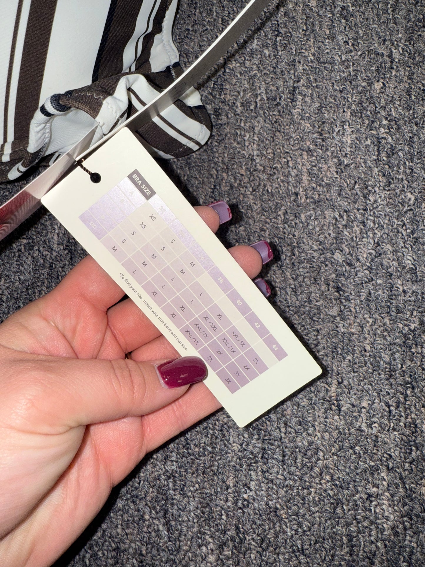 NWT Calia (38DD) Brand New Brown and White Striped Bikini Bathing Suit Top