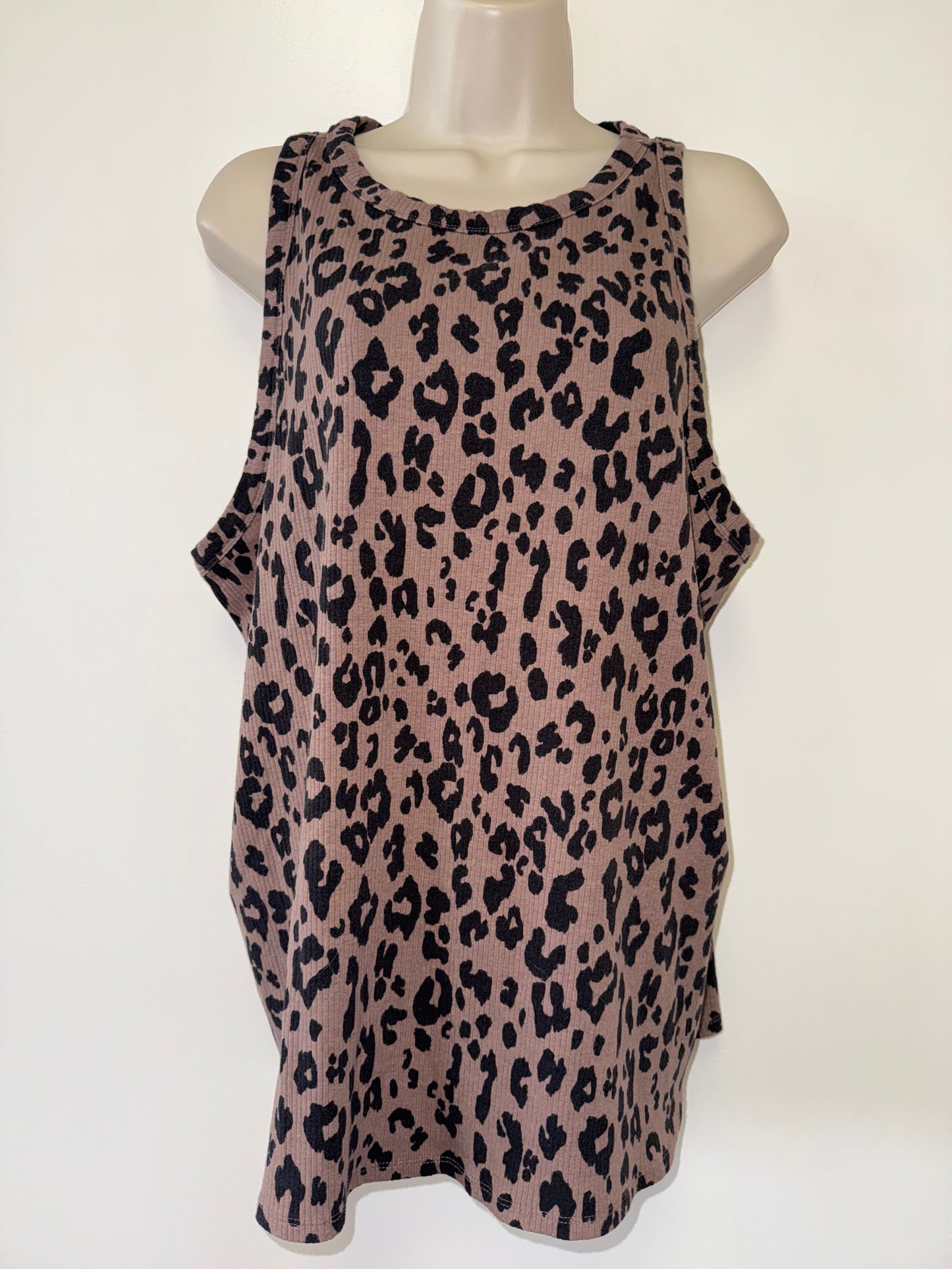 Maurices (3X) Neutral Ribbed Cheetah Print Tank Top
