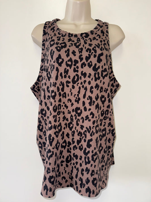 Maurices (3X) Neutral Ribbed Cheetah Print Tank Top