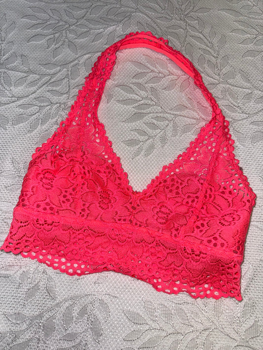 Aerie (Medium) Neon Pink Lace Bralette