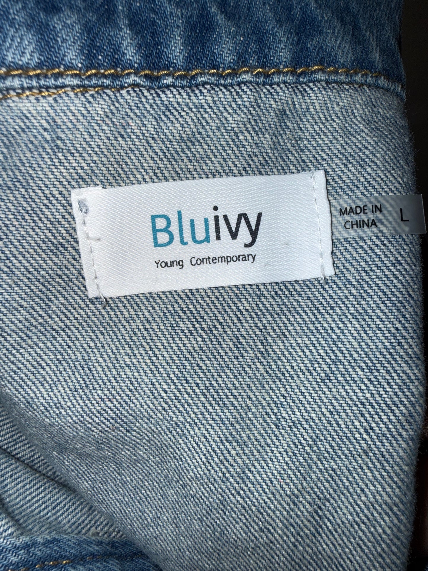 Bluivy (Large) Blue Jean Sleeveless Buttoned Wide Leg Denim Jumpsuit