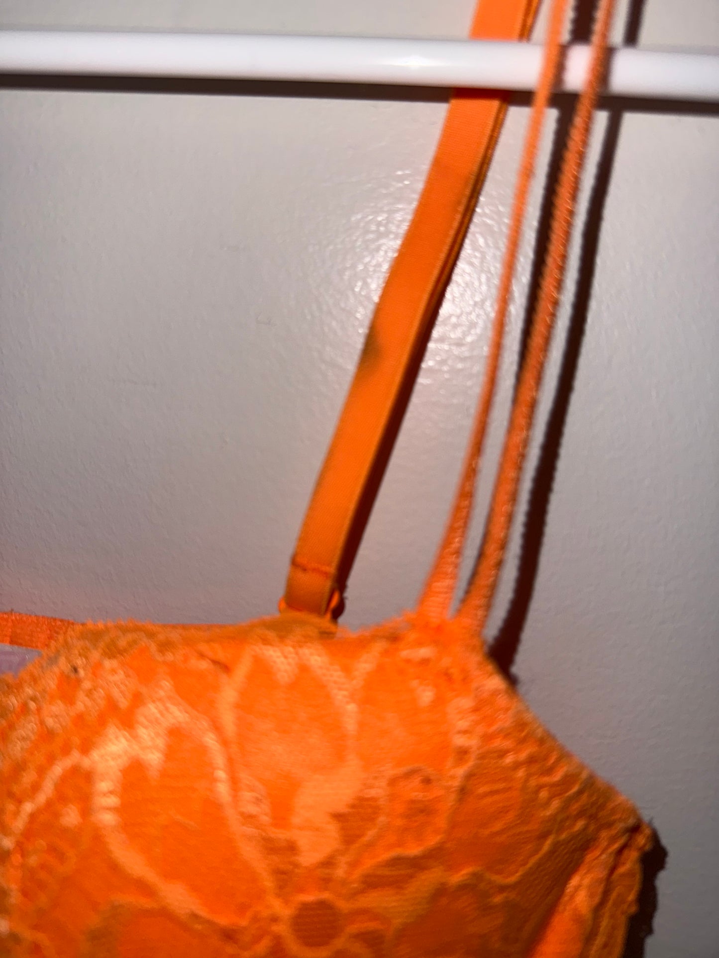 PINK Victoria's Secret (32B) Neon Orange Date Push Up Bra