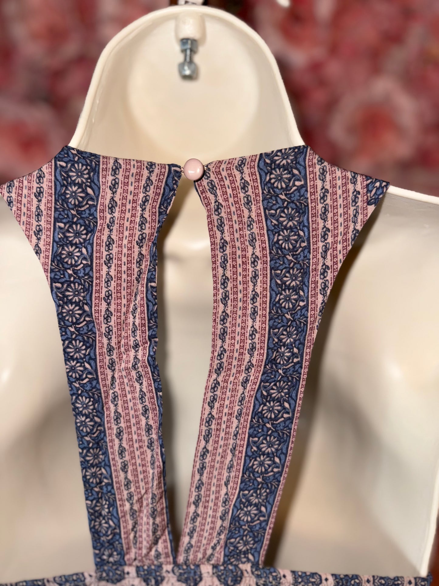 Bleuh Ciel (Medium) Blush/Navy Blue Pattern Midi Dress