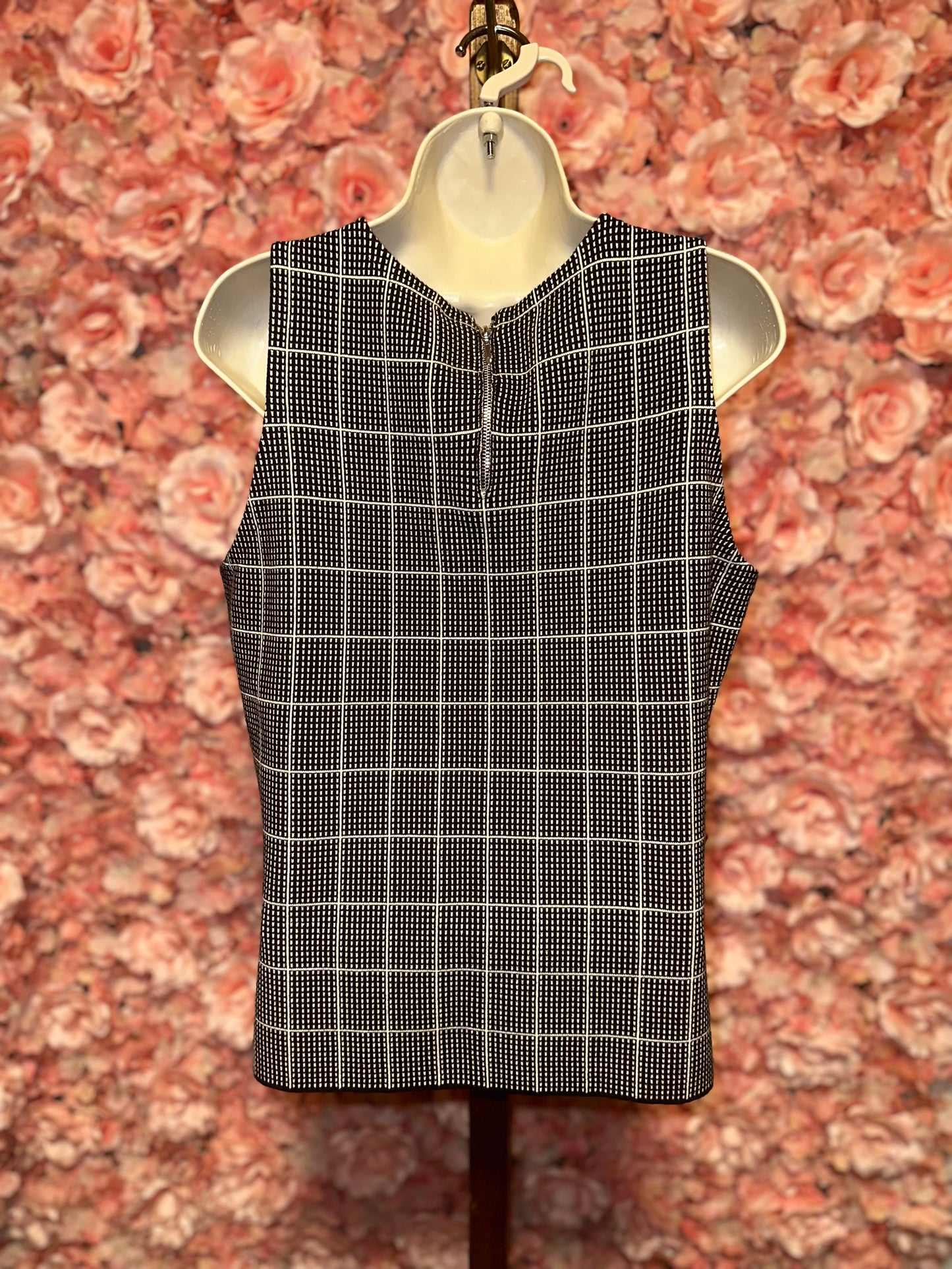 NWT White House Black Market (LP) Brand New Plaid Sleeveless Tank Peplum Blouse