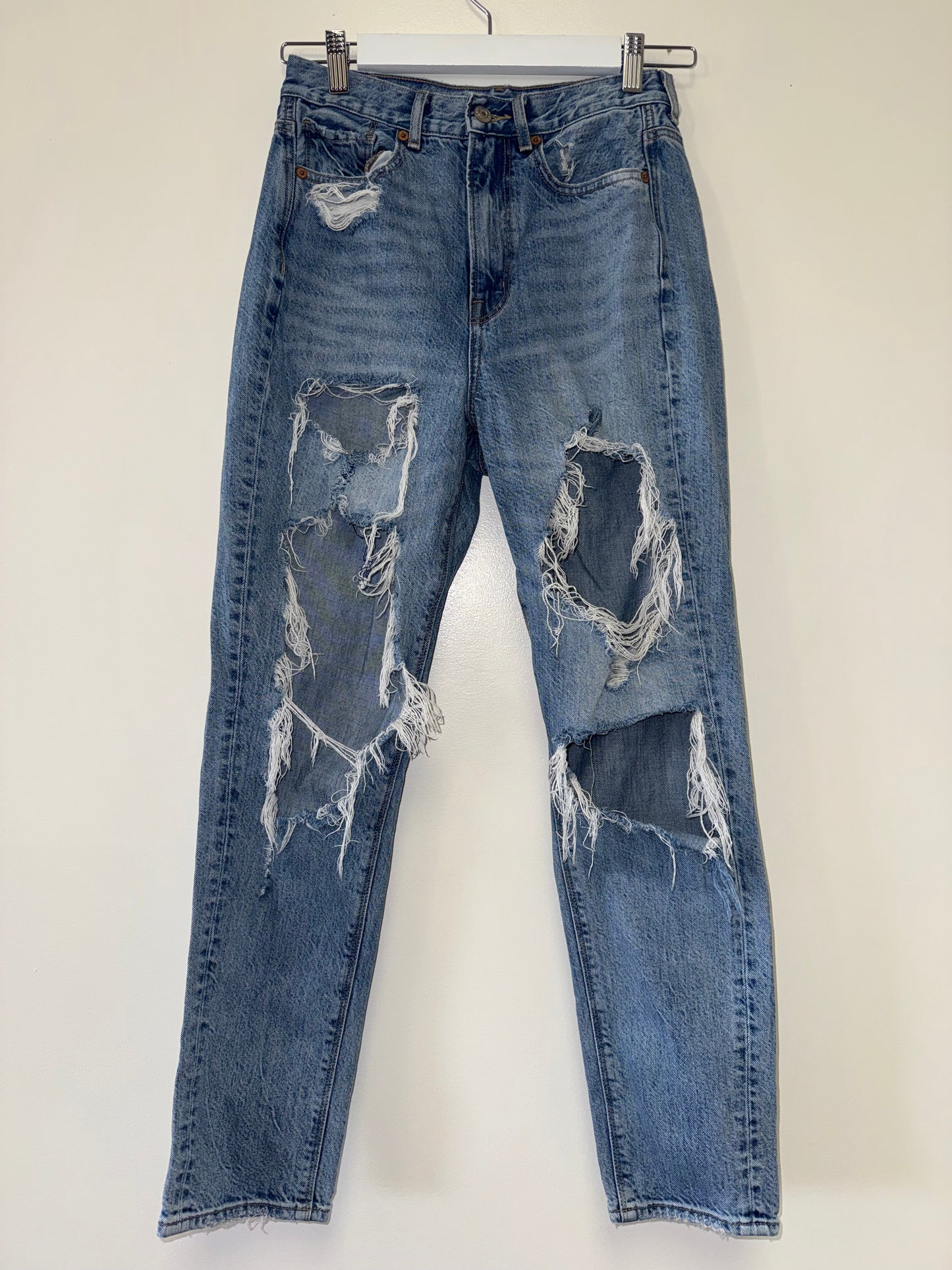 American Eagle (2) Distressed Denim Highest Rise Mom Jeans