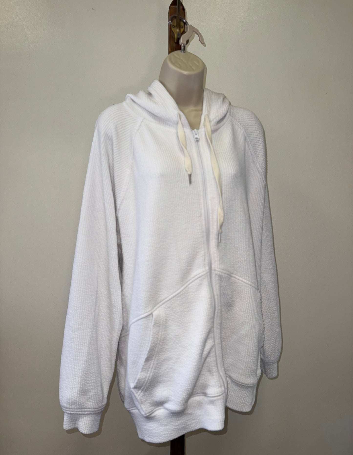 Aerie (XL) White Waffle Knit Full Zip Up Jacket