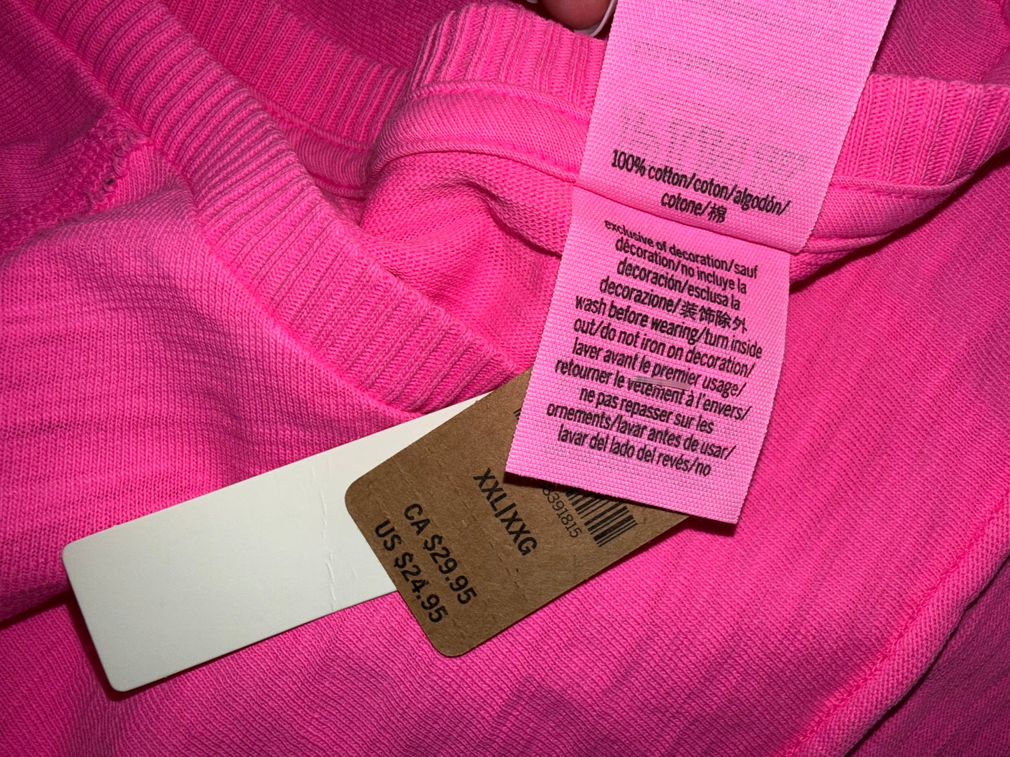 NWT PINK Victoria's Secret (XXL) Brand New Hot Pink Cropped T-Shirt