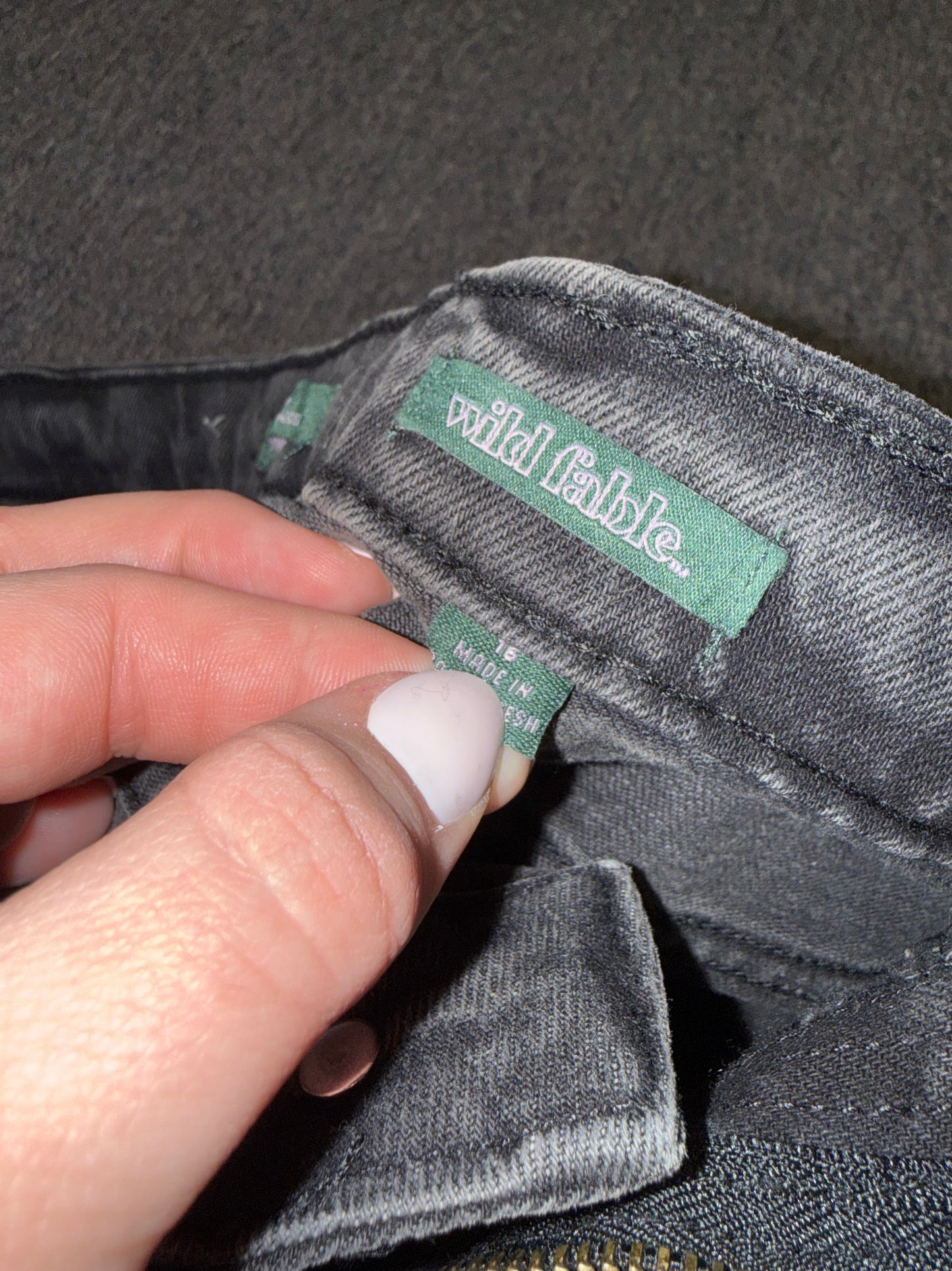 Wild Fable (16) Black Distressed High Rise Tapered Leg Denim Jeans