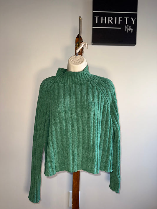 American Eagle (XL) Green Soft Knit High Neck Cropped Sweater