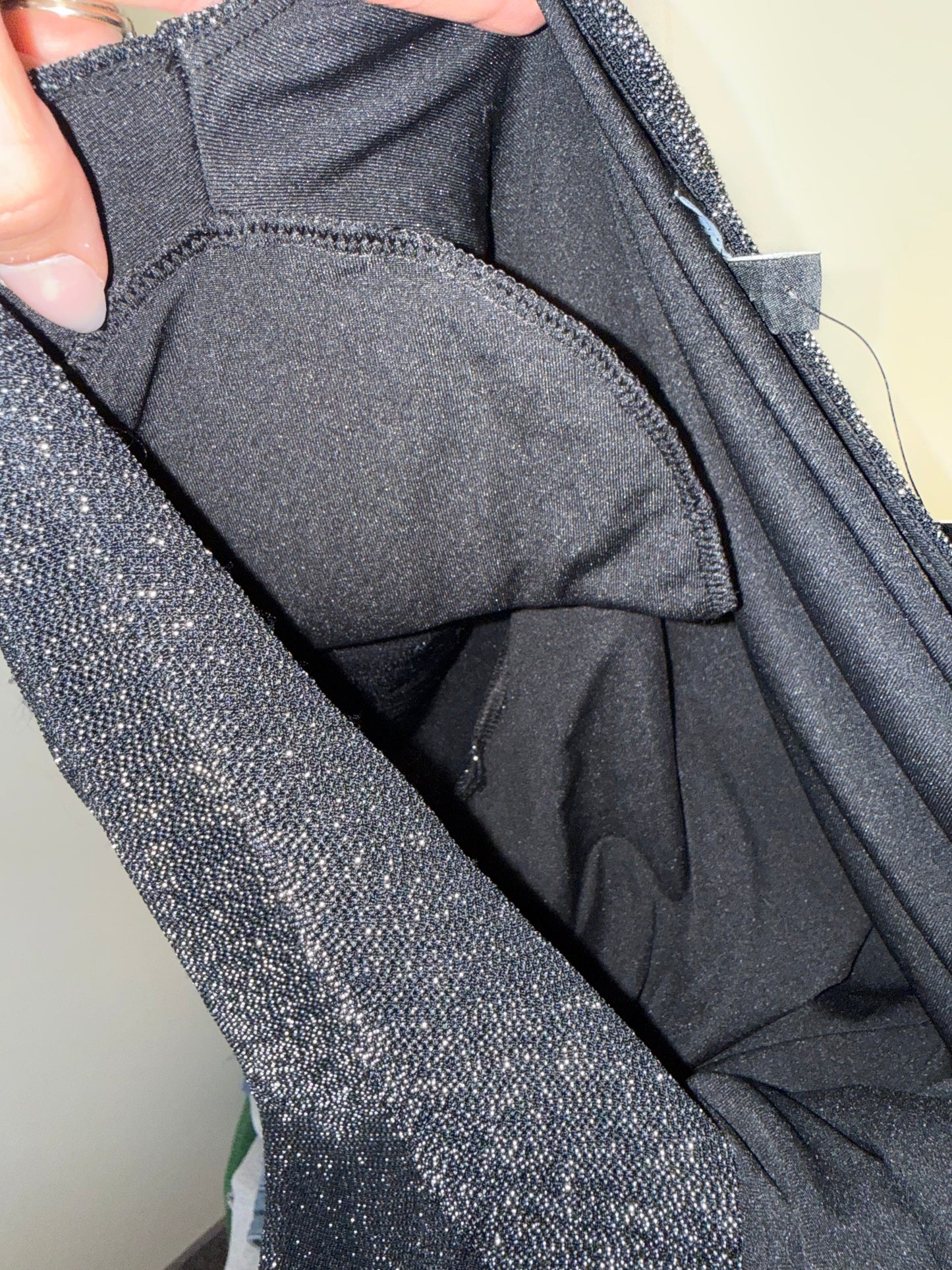 NWT Express (Large) Brand New Black Shimmer Deep V-Neck Long Sleeve Dress