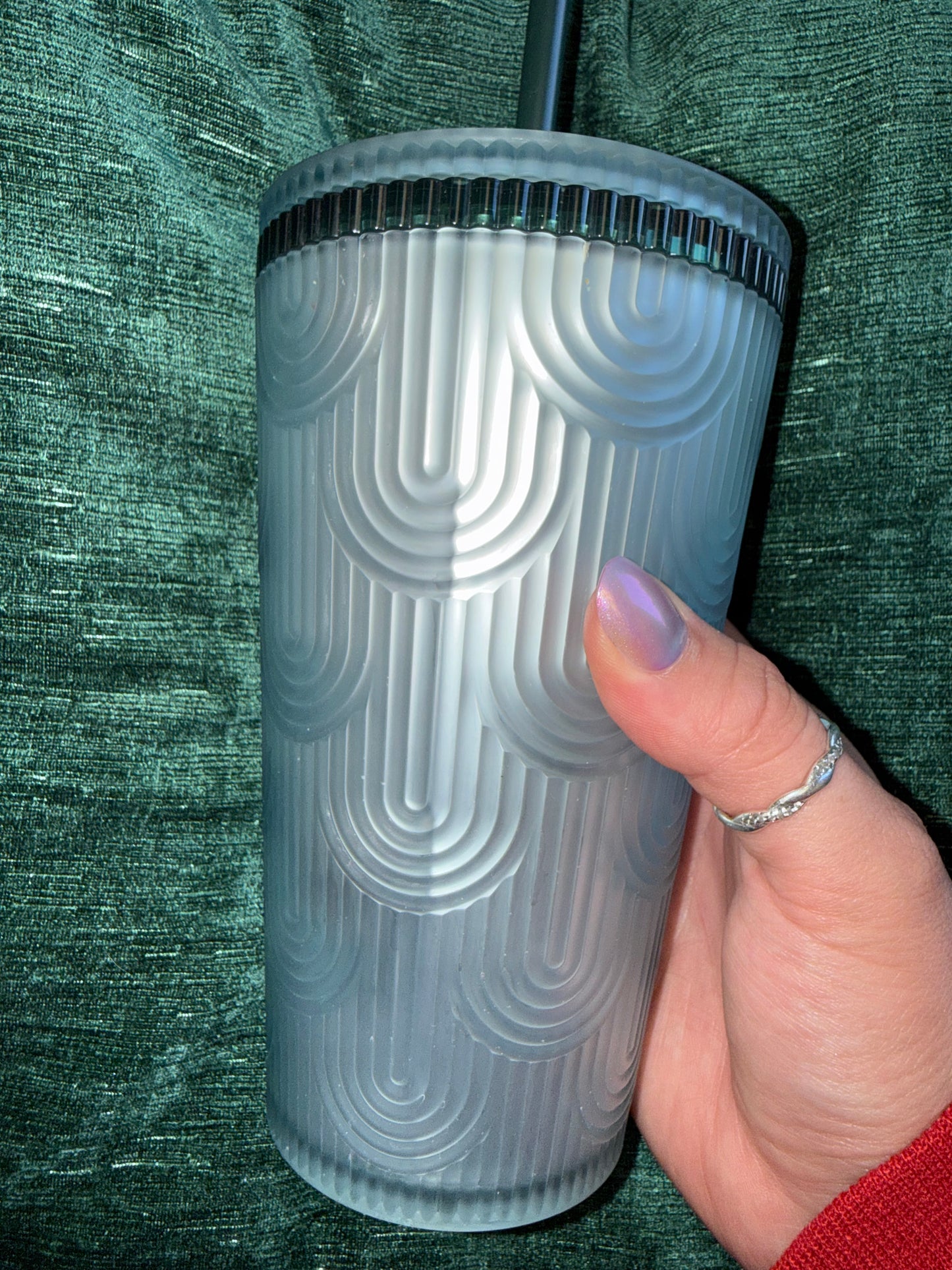 Starbucks (16oz) Blue Plastic Ribbed Tumbler Cup