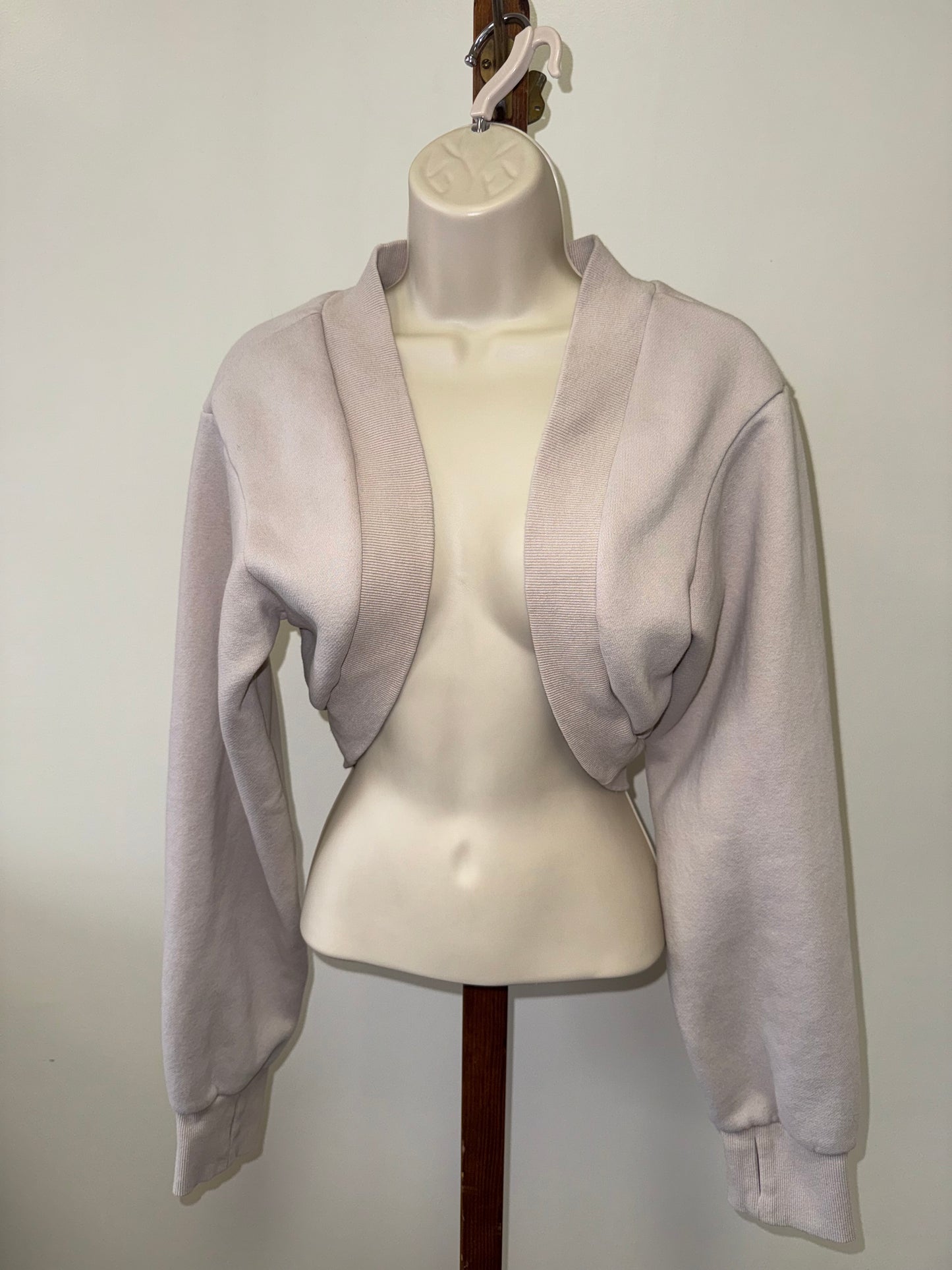 (Large) Khaki Super Cropped Sweatshirt Cardi Cover Up