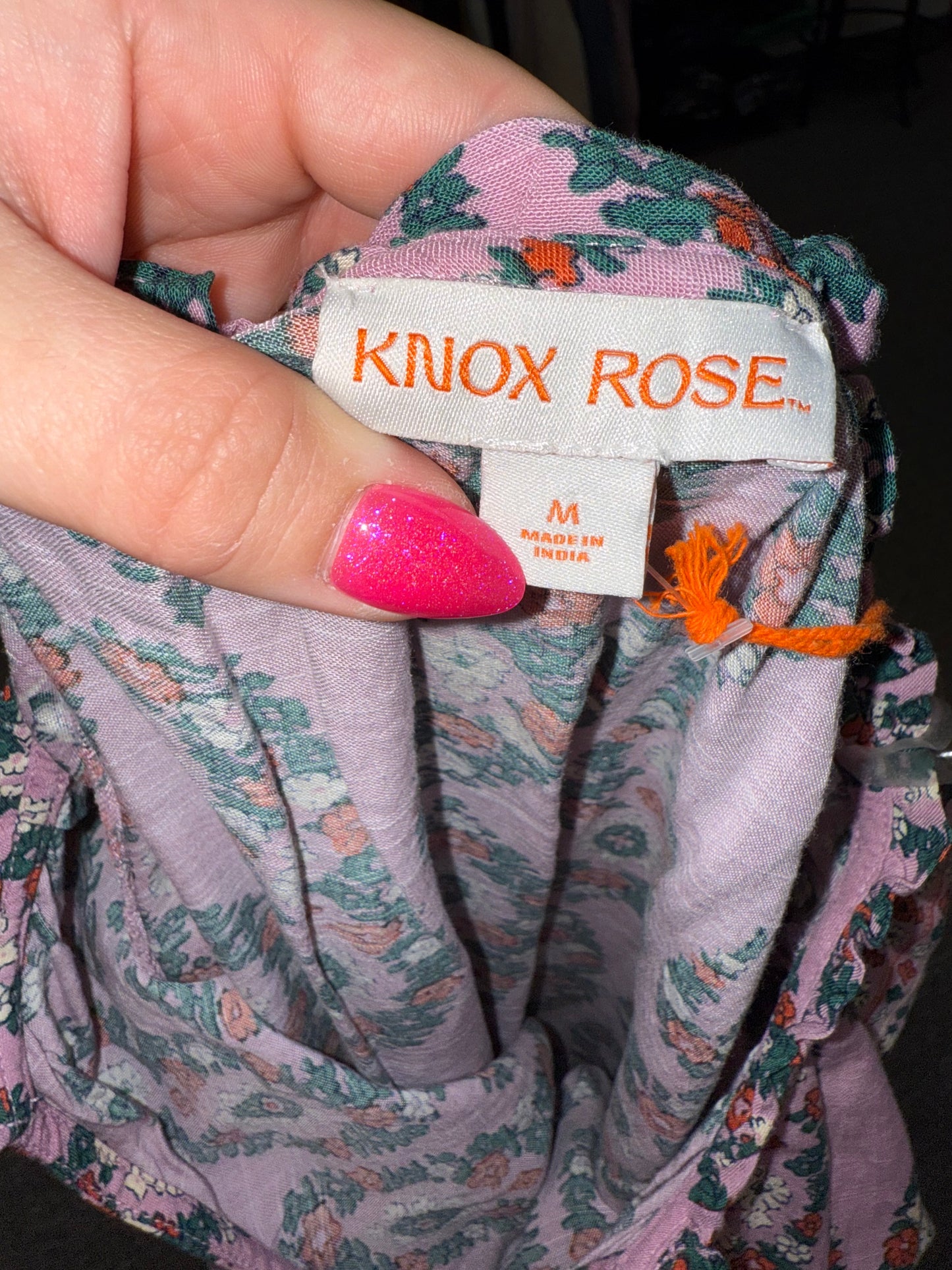 NWT Knox Rose (Medium) Brand New Purple Floral V-Neck Long Sleeve Dress