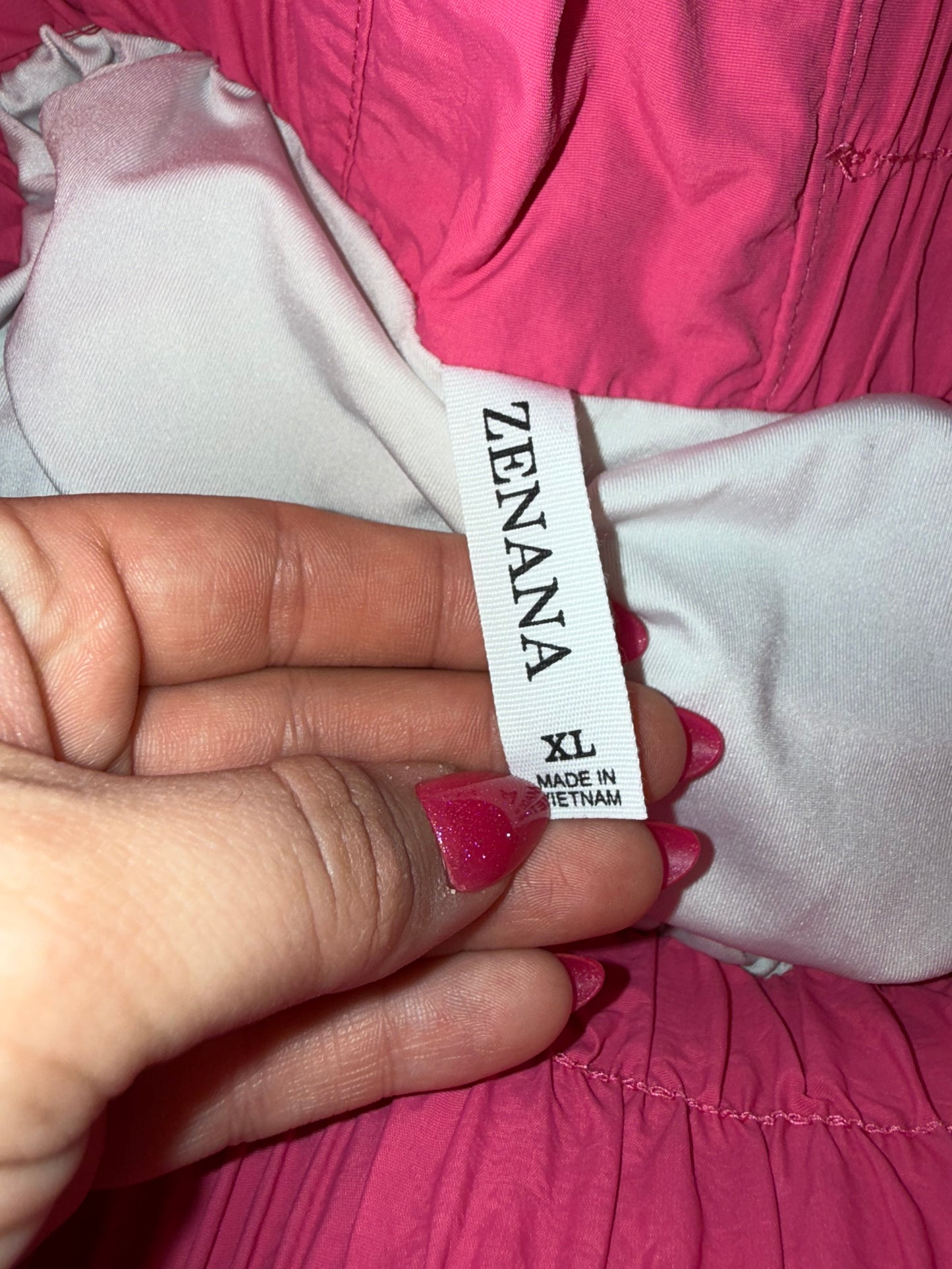 Zenana (XL) Hot Pink Windbreaker Shorts with Smocked Waist