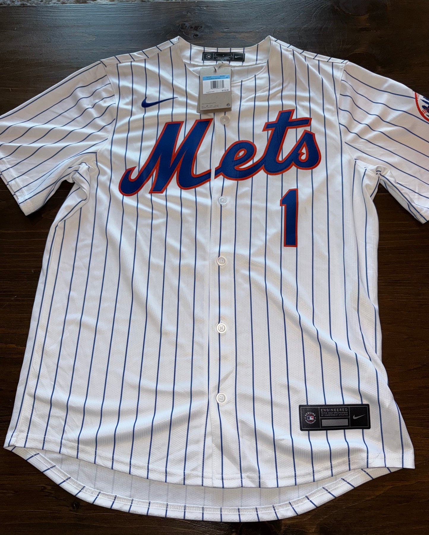 NWT Nike (Medium) Brand New Mets McNeil #1 Striped Baseball Jersey