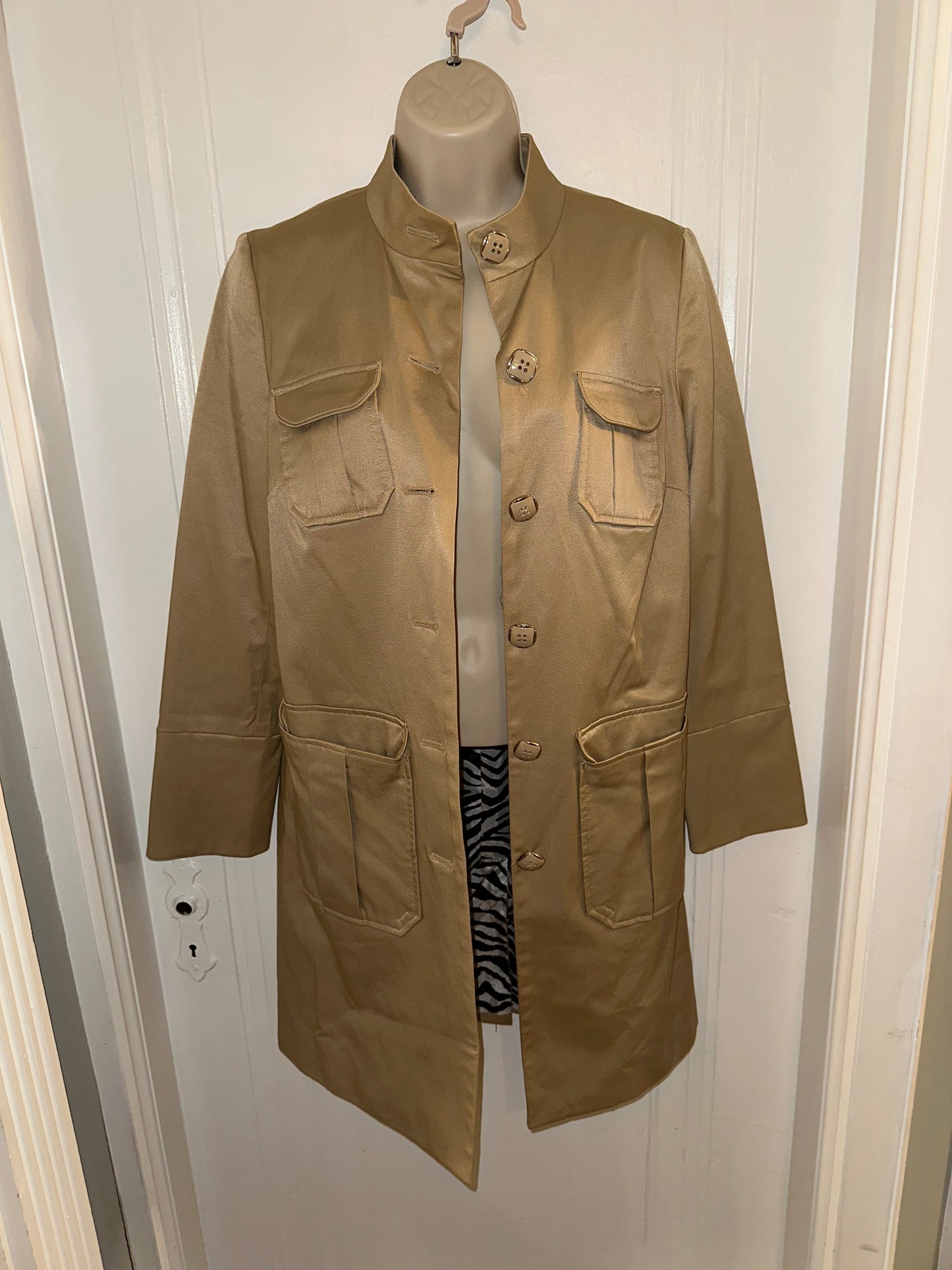 Dana Buchman (XS) Tan Button Up Trench Coat