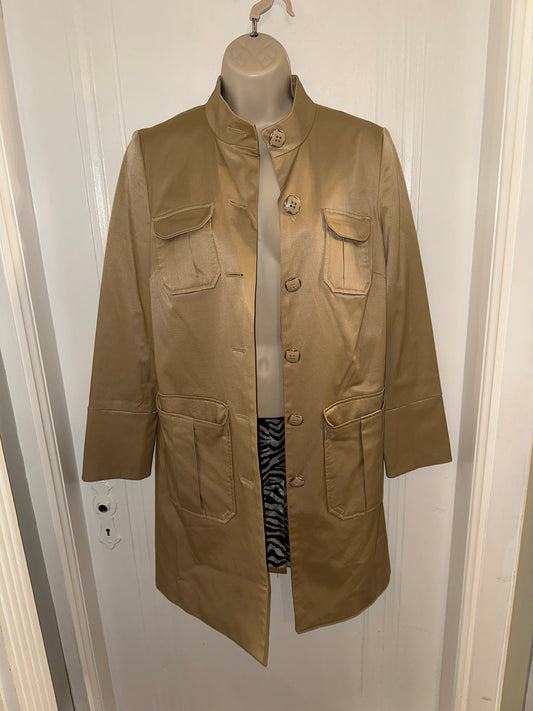 Dana Buchman (XS) Tan Button Up Trench Coat